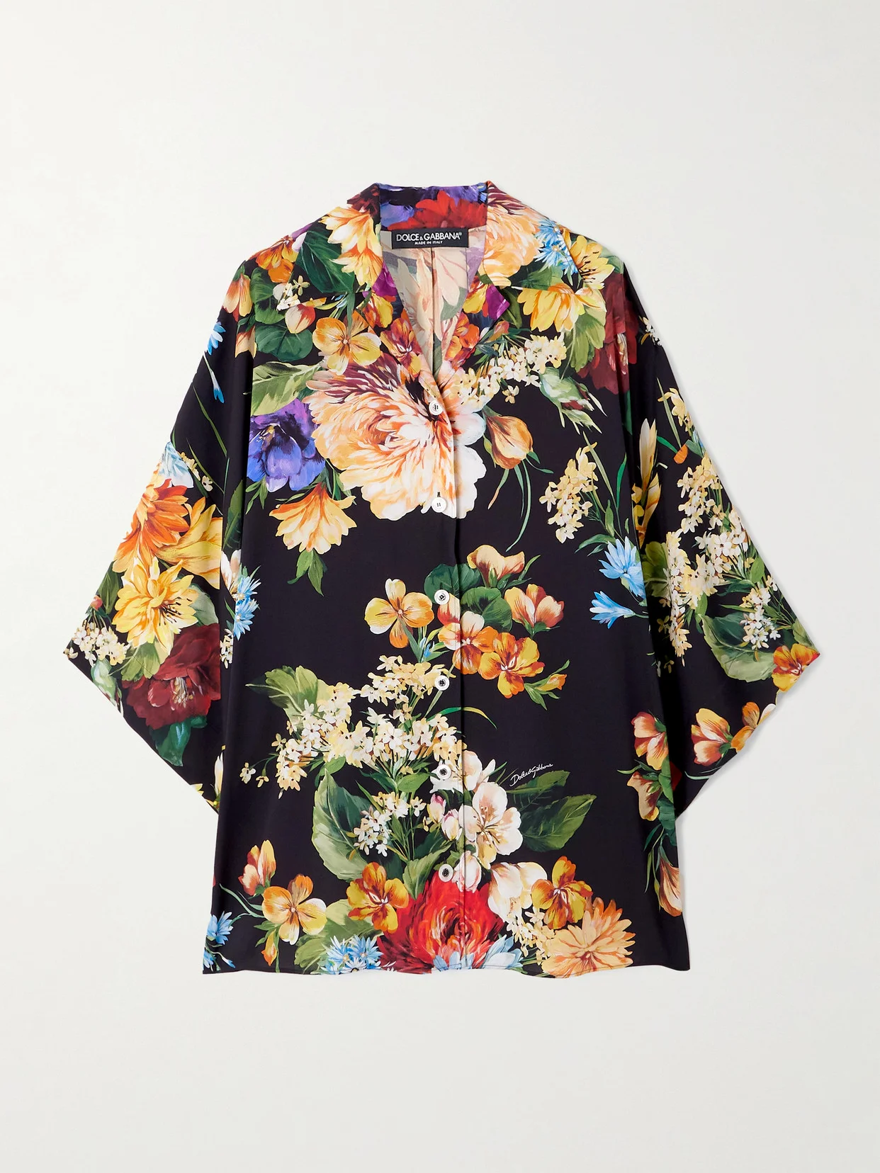 Floral-print Silk-blend Charmeuse Shirt - 1