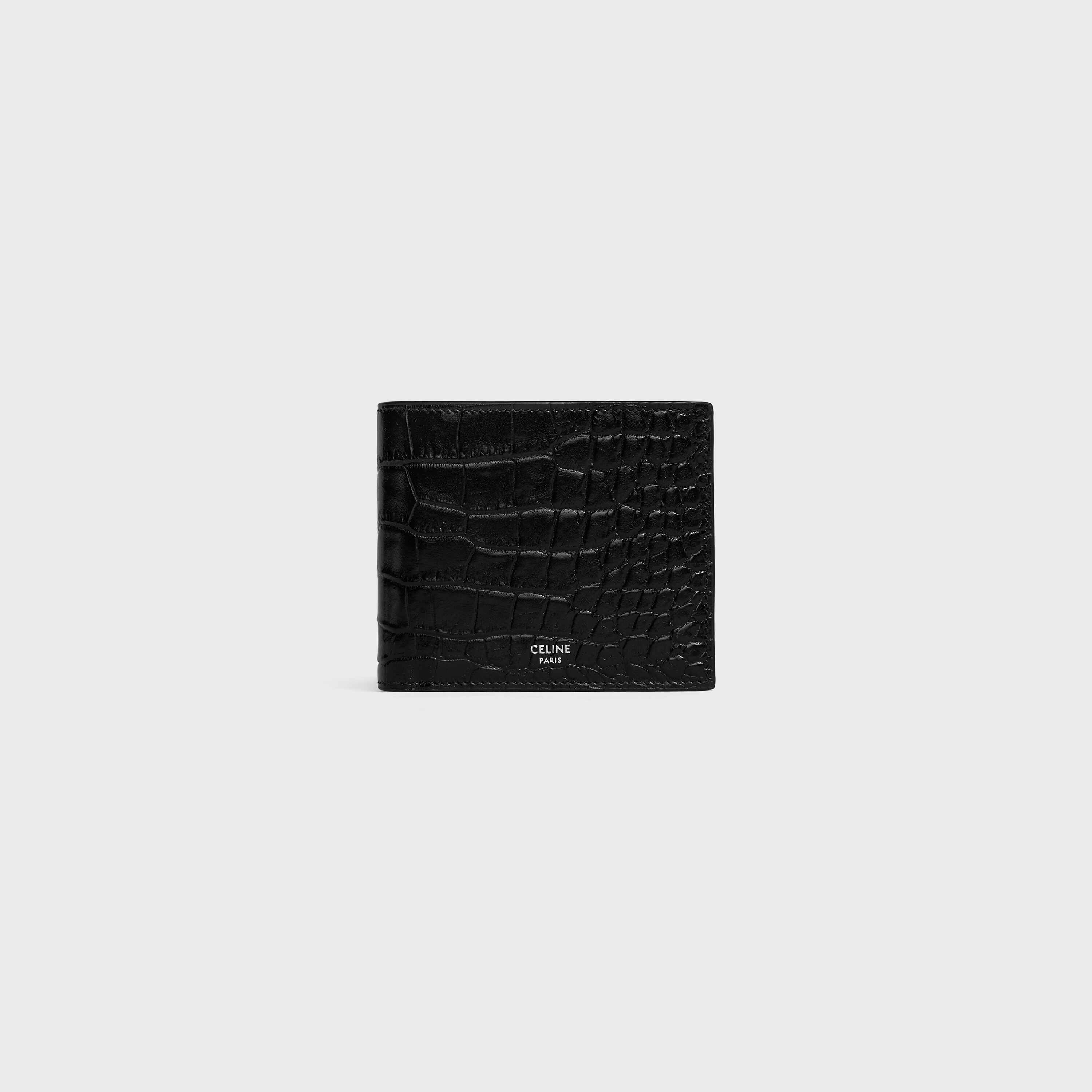 Bi-fold Wallet with Coin in Crocodile Embossed Calfskin - 1