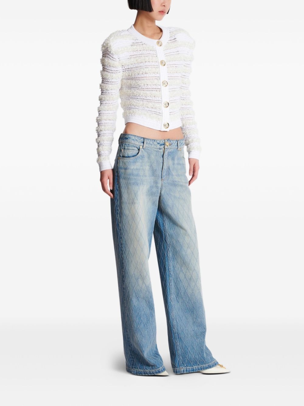 diamond-stitched jeans - 3