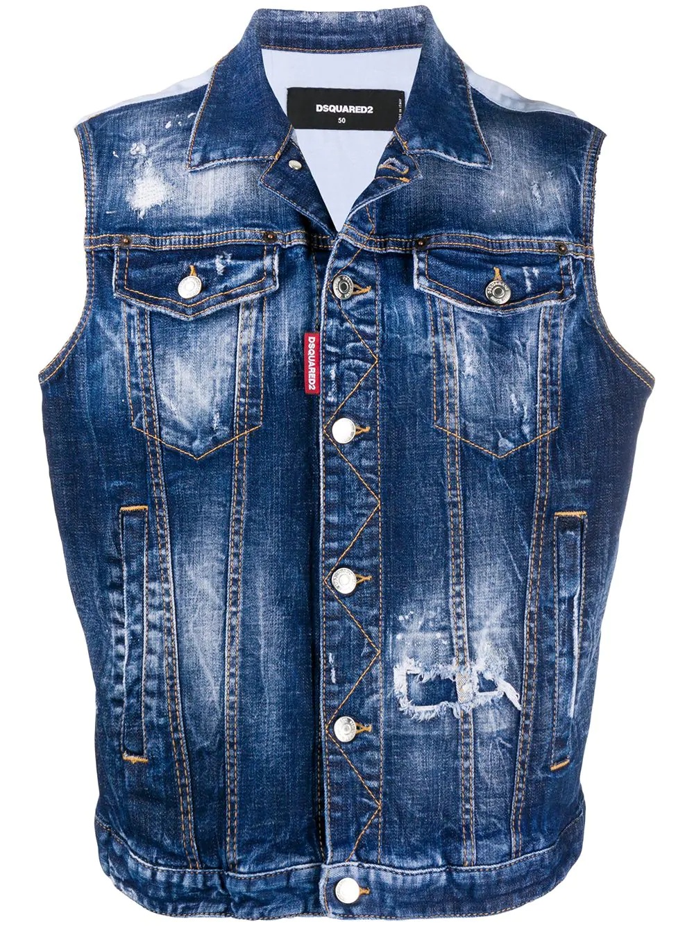 sleeveless denim waistcoat - 1