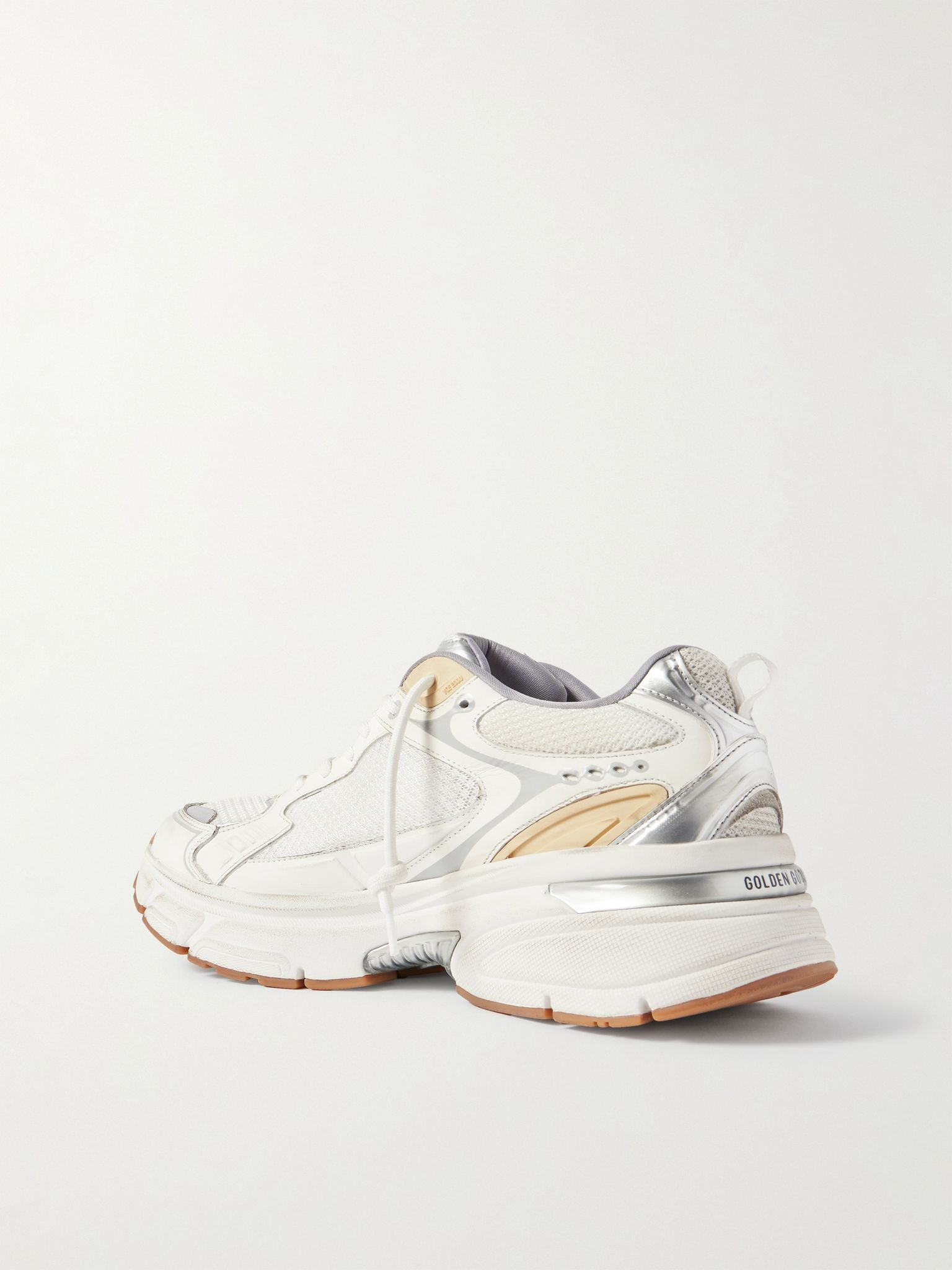 Lightstar Rubber-Trimmed Leather and Mesh Sneakers Neutral - 4