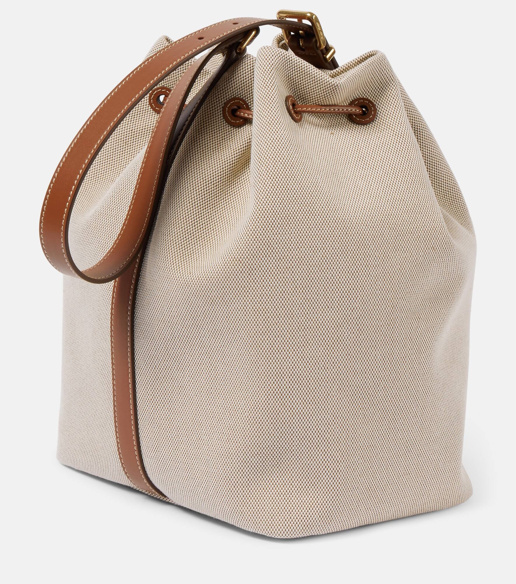 Logo leather-trimmed bucket bag - 4