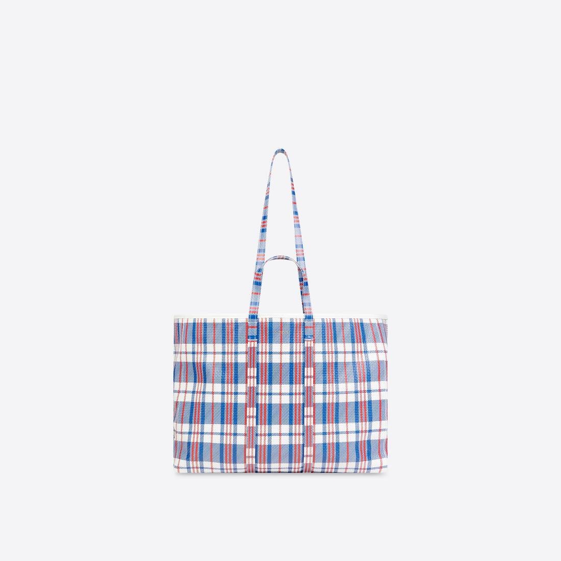 Barbes Large East-west Shopper Bag Check Printed in Blue - 6