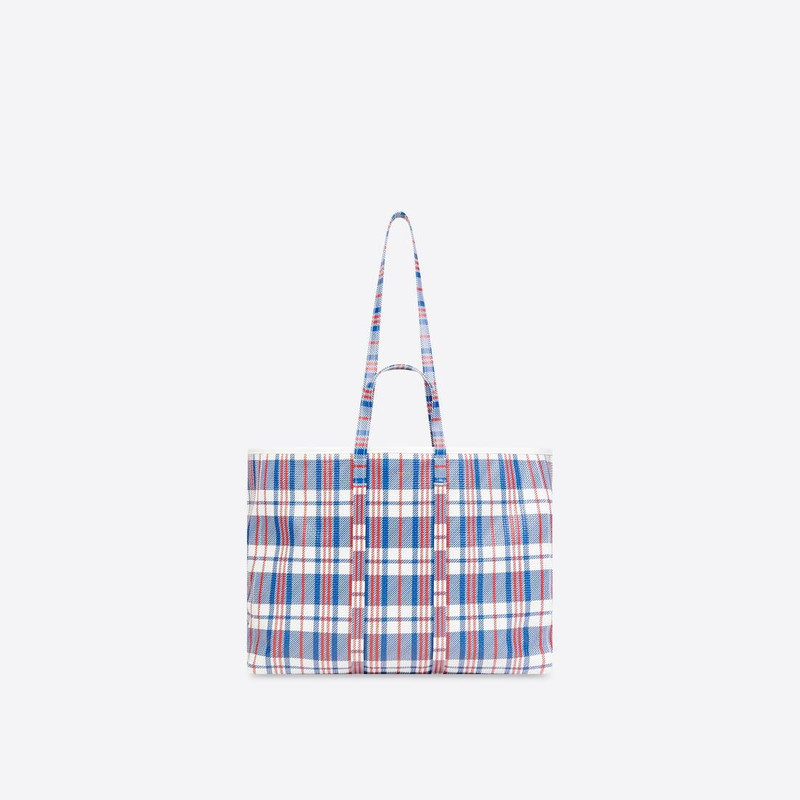 Barbes Large East-west Shopper Bag Check Printed in Blue 6
