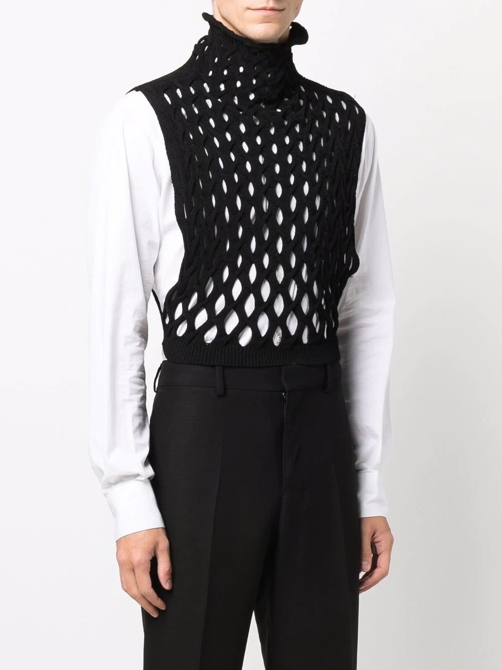 lattice-knit roll-neck vest - 3