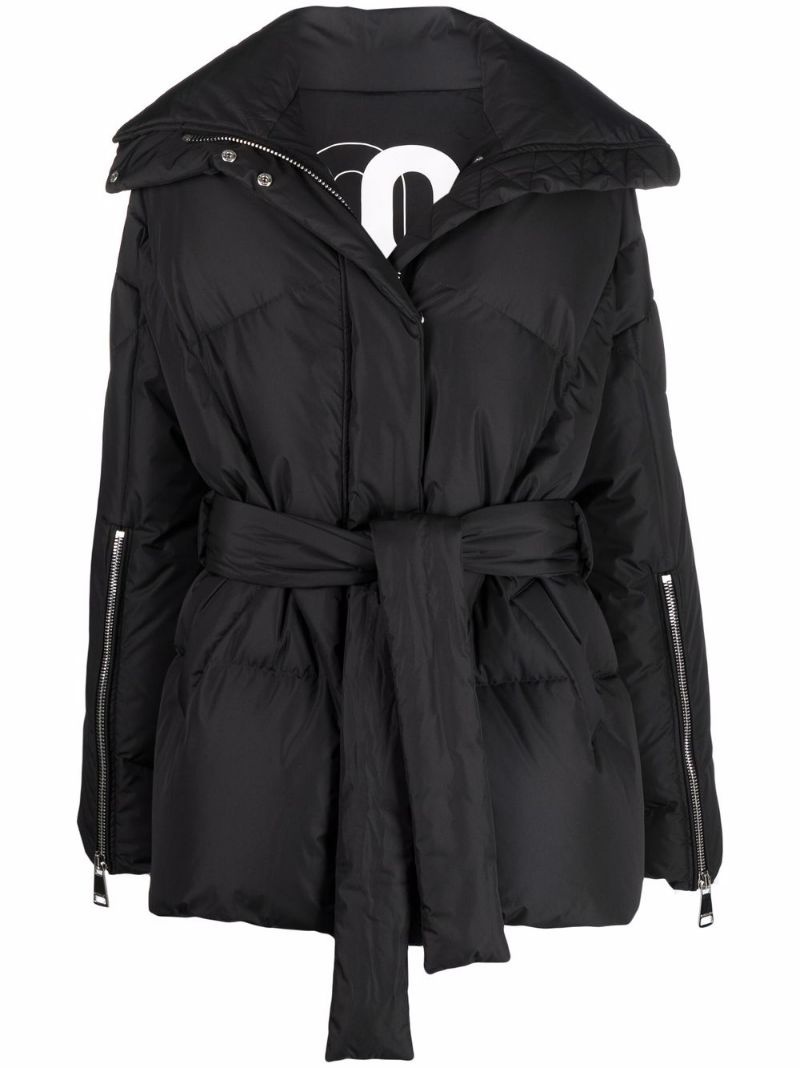 tied-waist feather-down puffer jacket - 1
