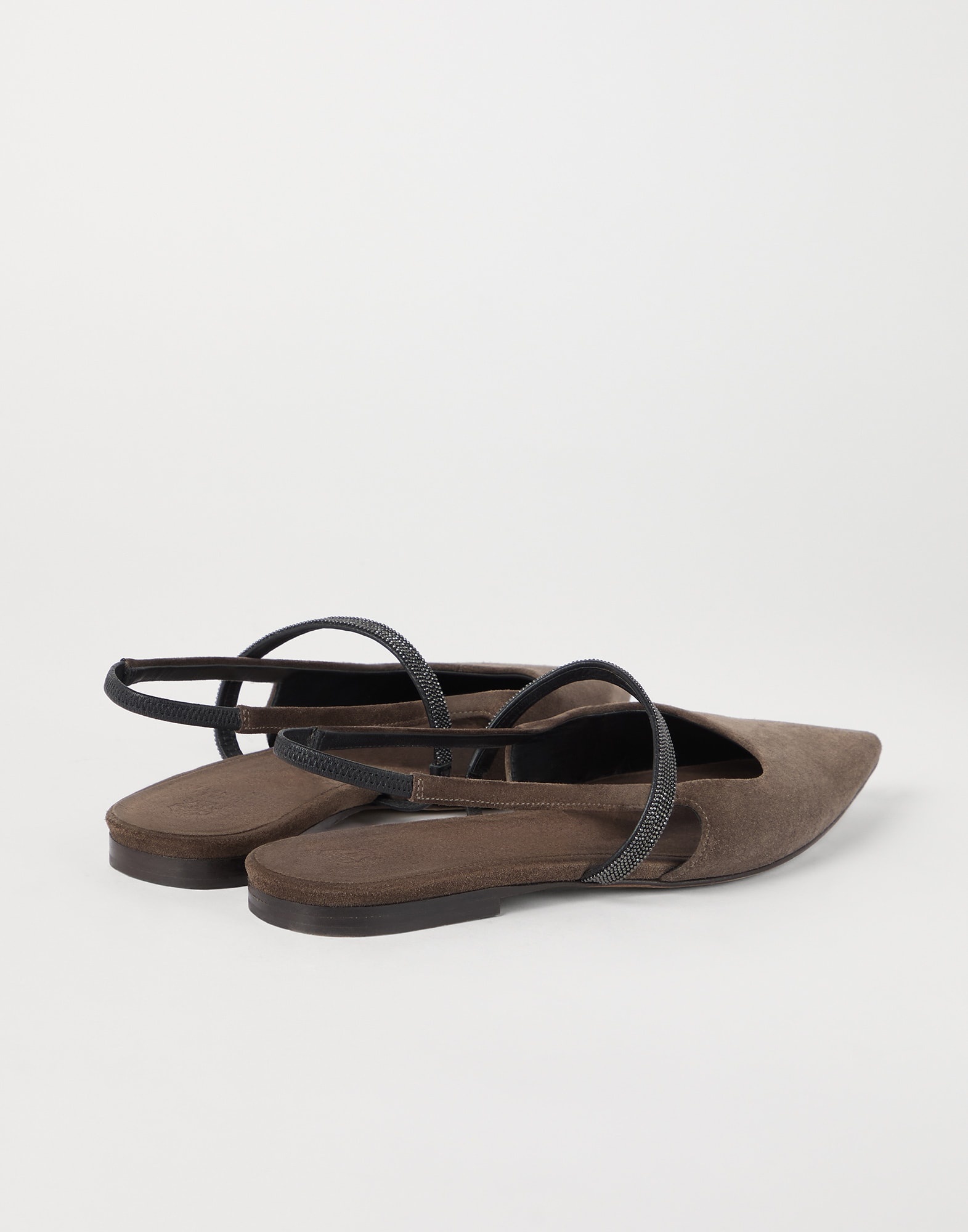 Suede slingback flats with shiny strap - 2