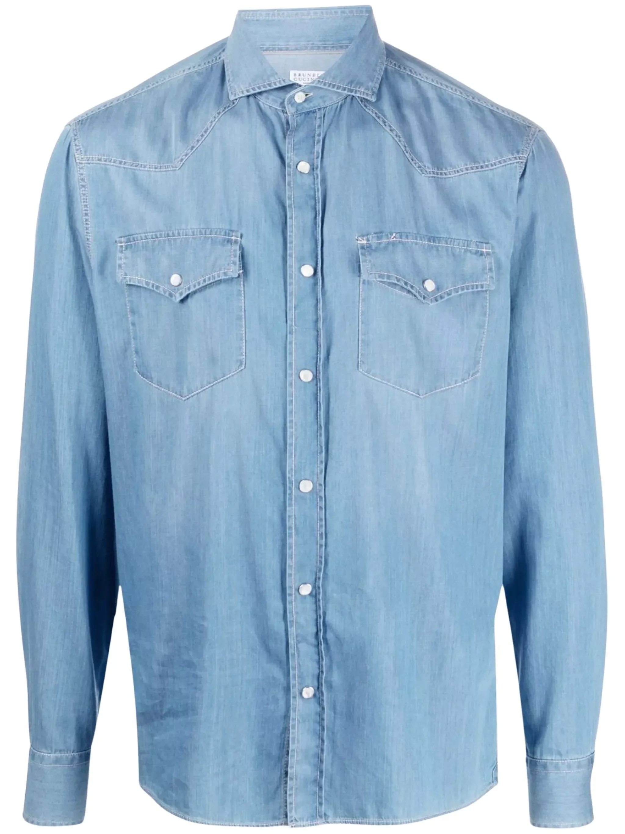 Brunello Cucinelli Long-Sleeve Denim Shirt - 1