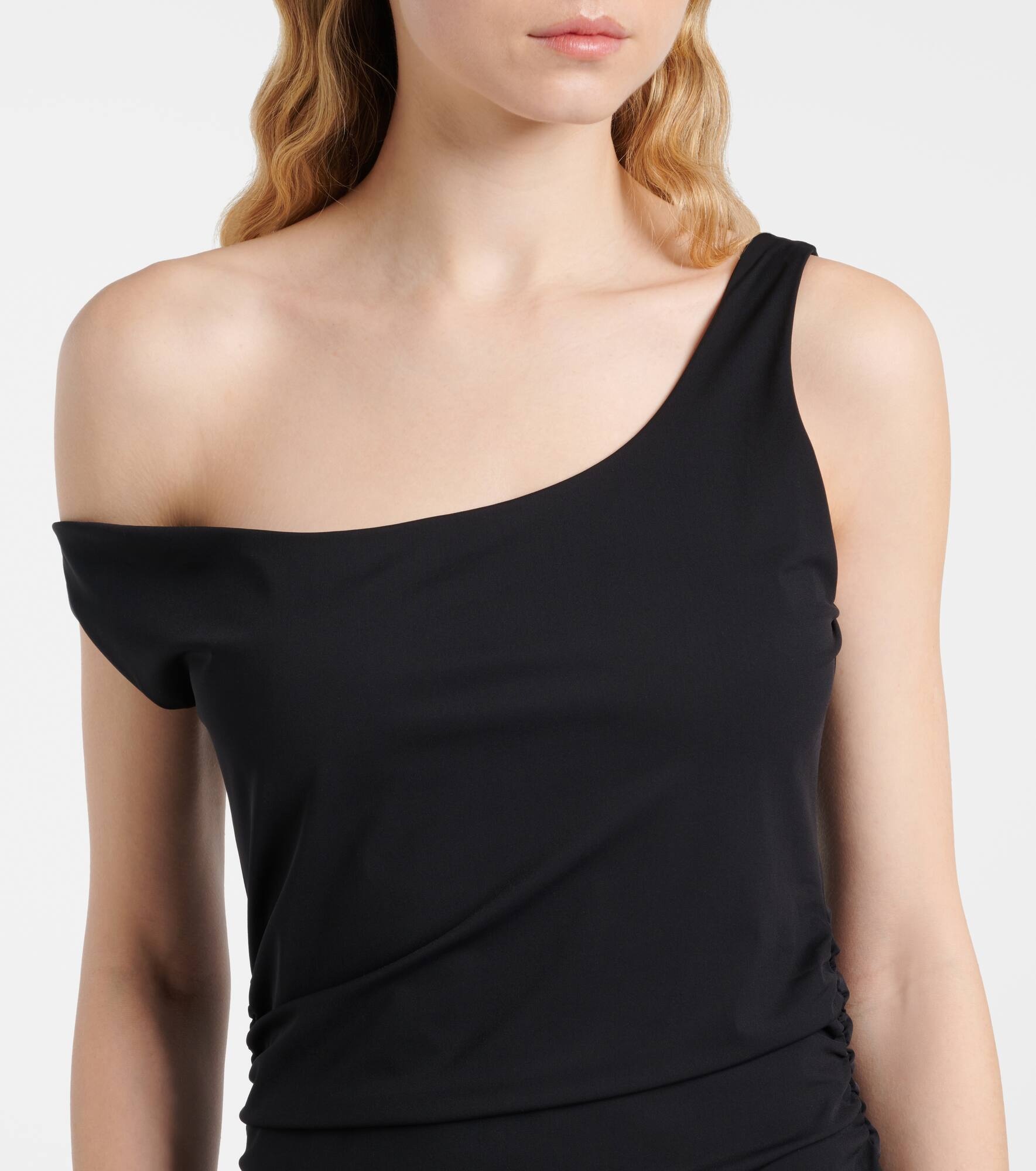 One-shoulder plissé maxi dress - 4