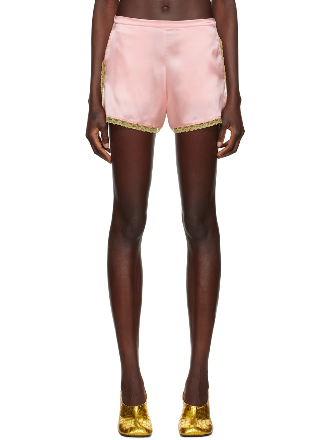 Pink Silk Mini Shorts - 1