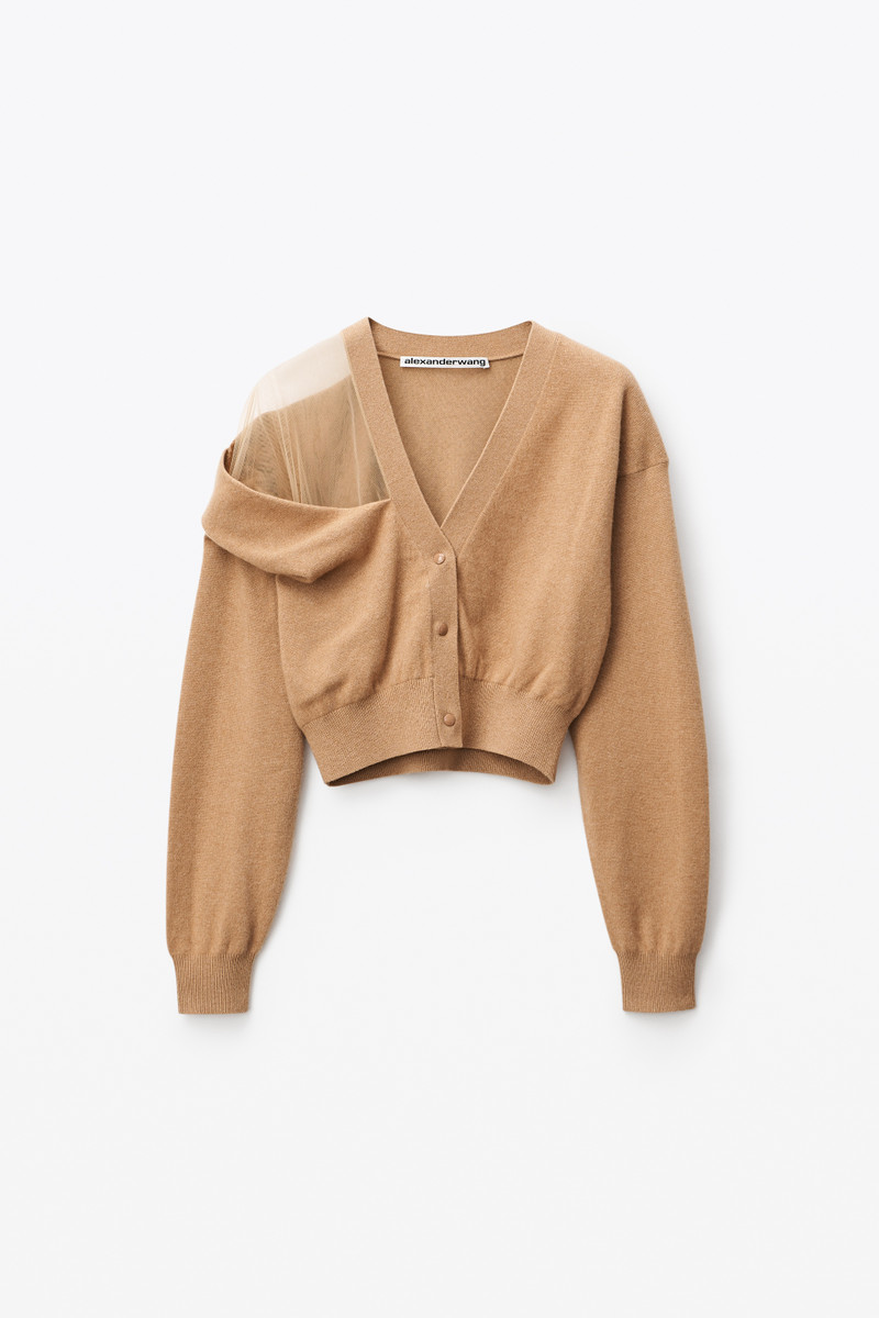 CARDIGAN IN ILLUSION TULLE WOOL CASHMERE 1