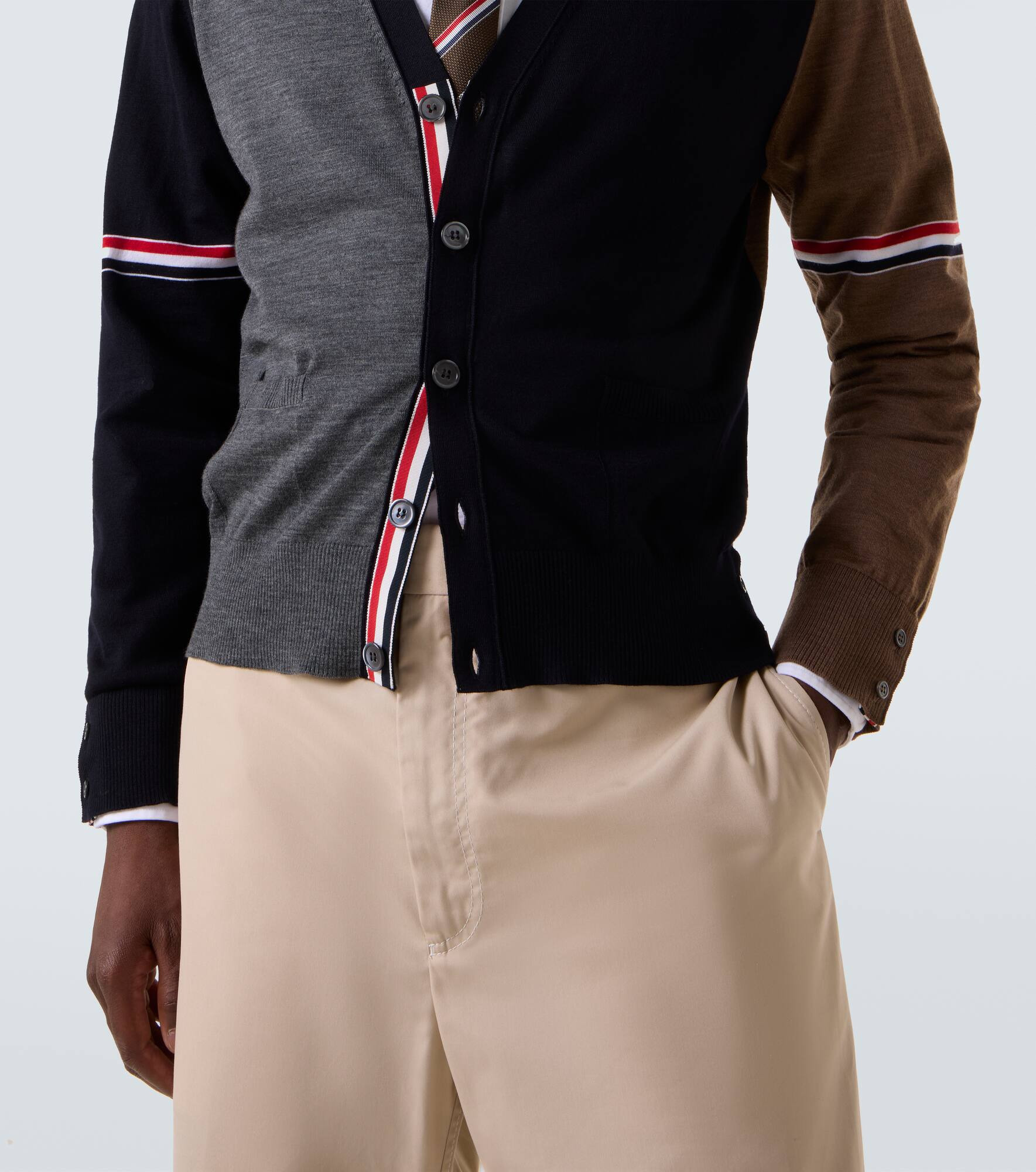Colorblocked virgin wool cardigan - 6