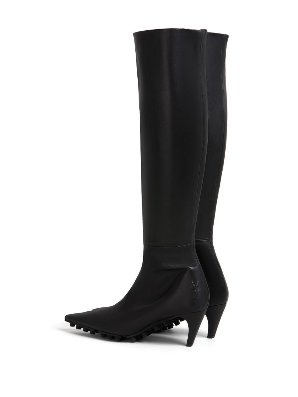 Spike leather knee-high boots - 3