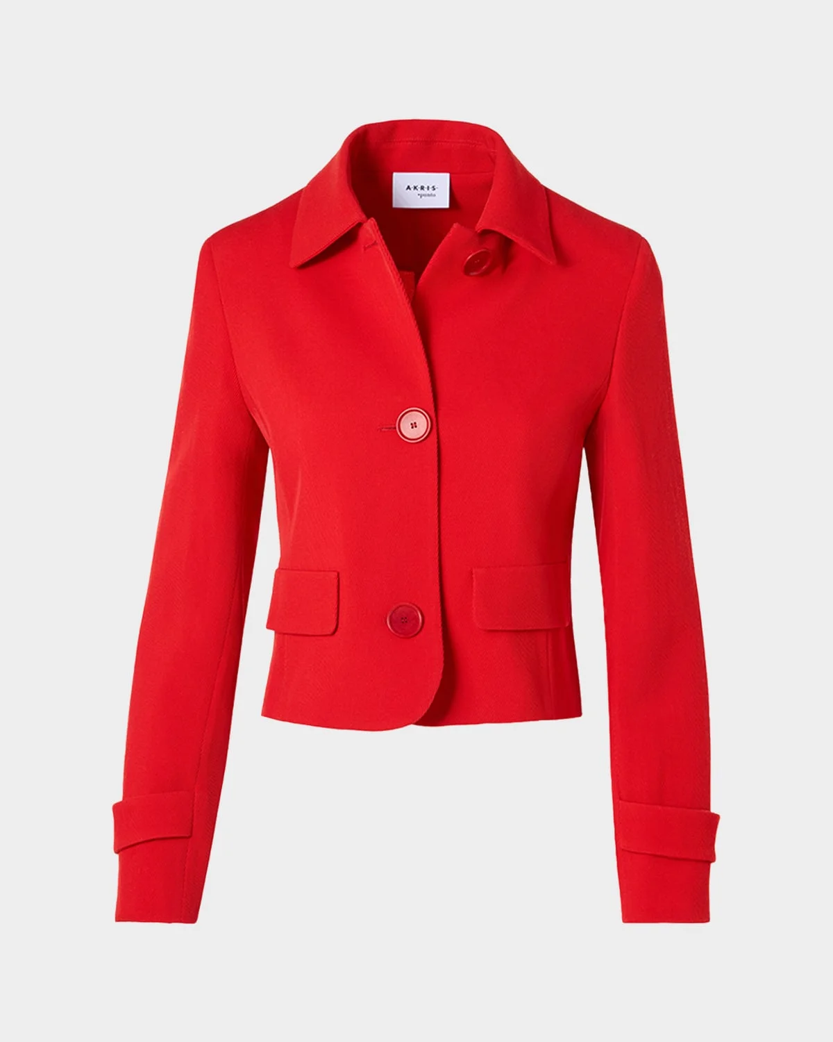 Single-Breasted Wool Tricotine Boxy Jacket - 1