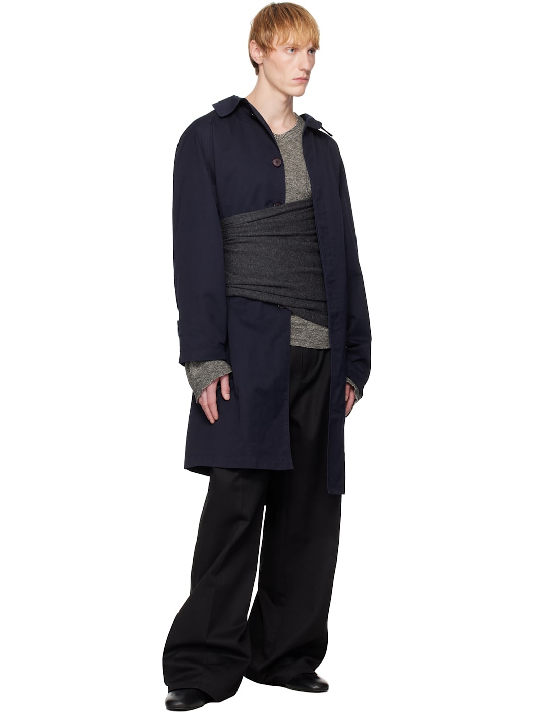 Navy Extended Trench Coat - 5
