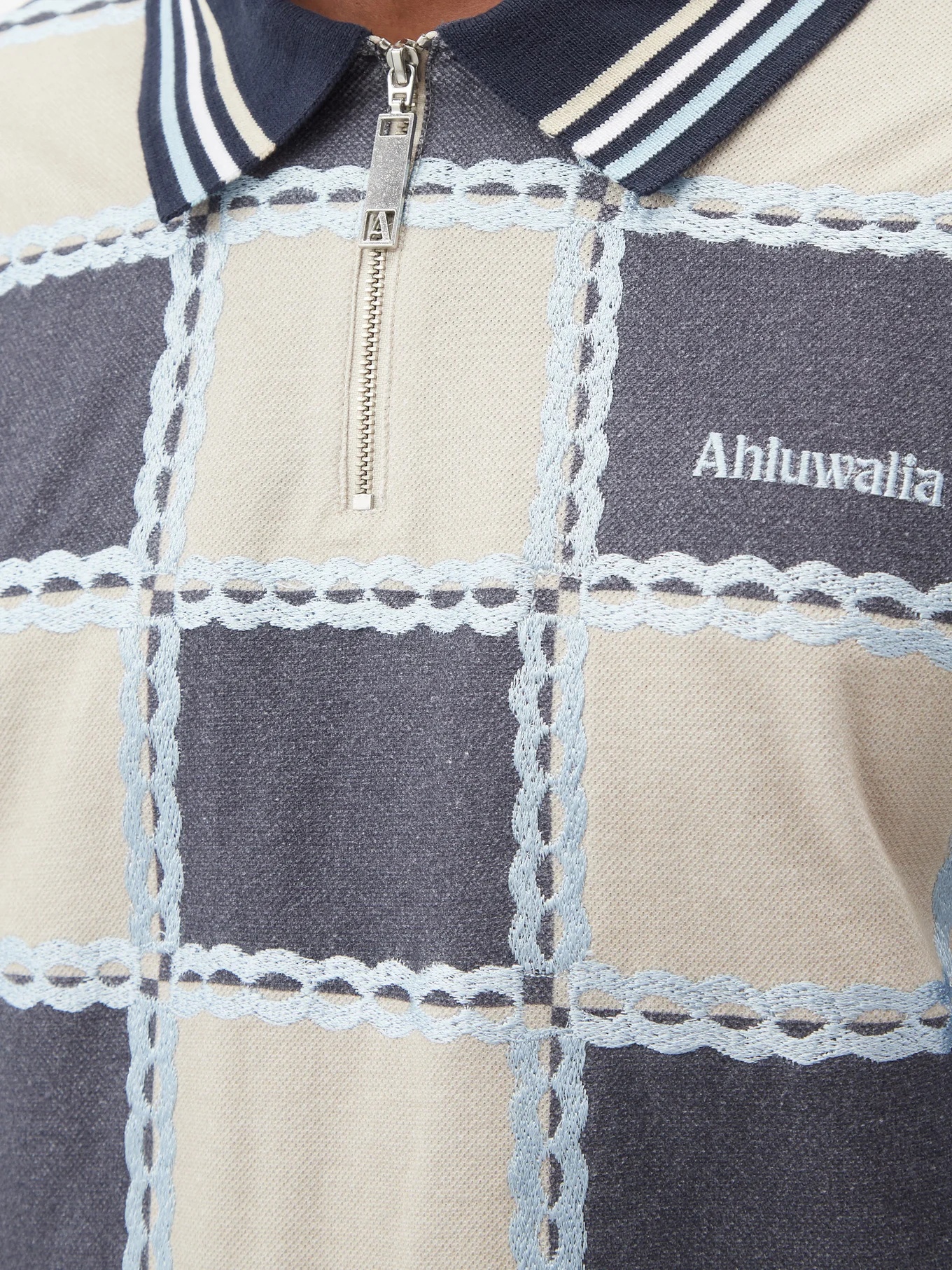 Checkerboard-print cotton-piqué polo shirt - 3
