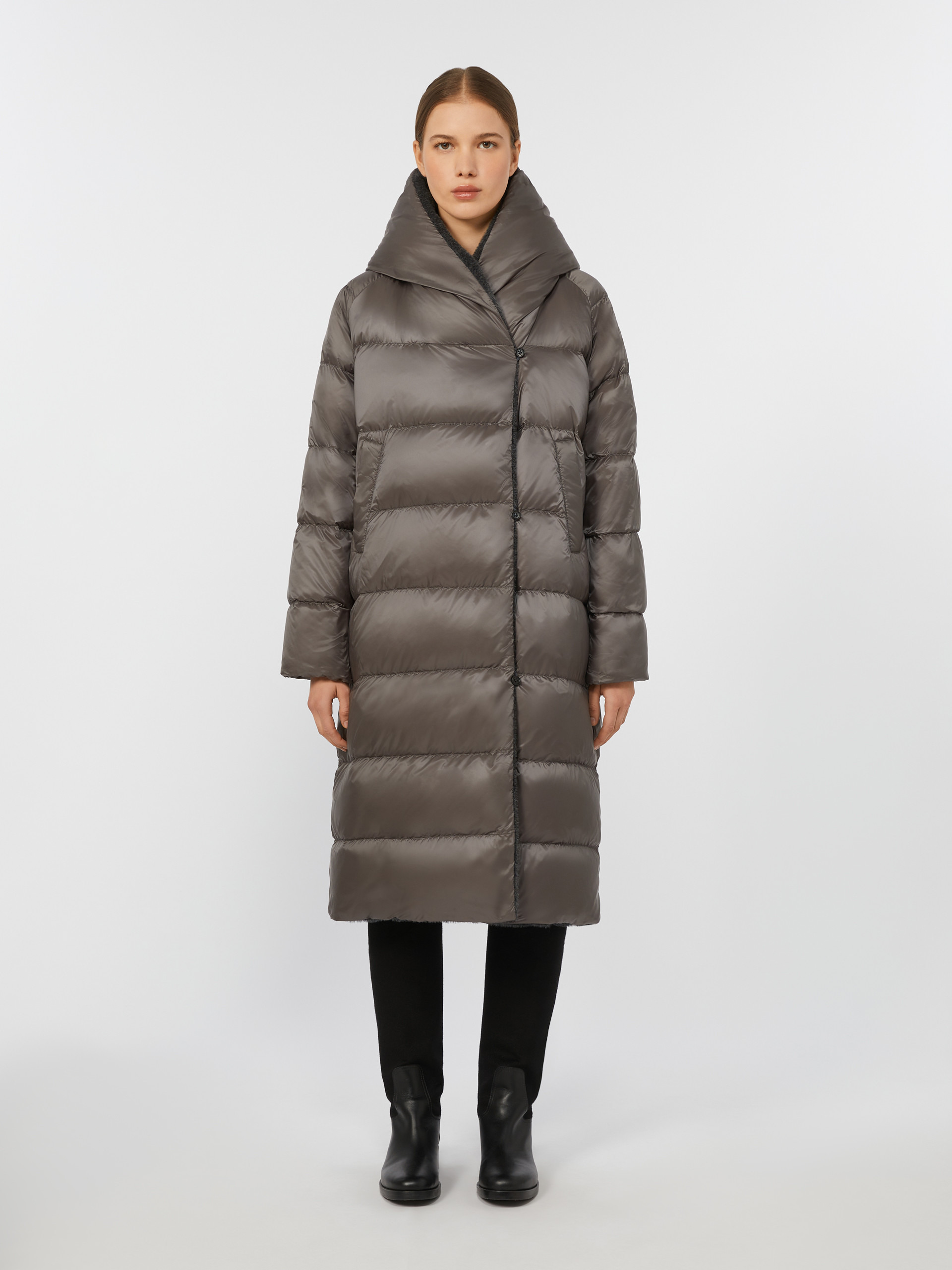 ORION Reversible down jacket in water-repellent fabric and faux fur - 5