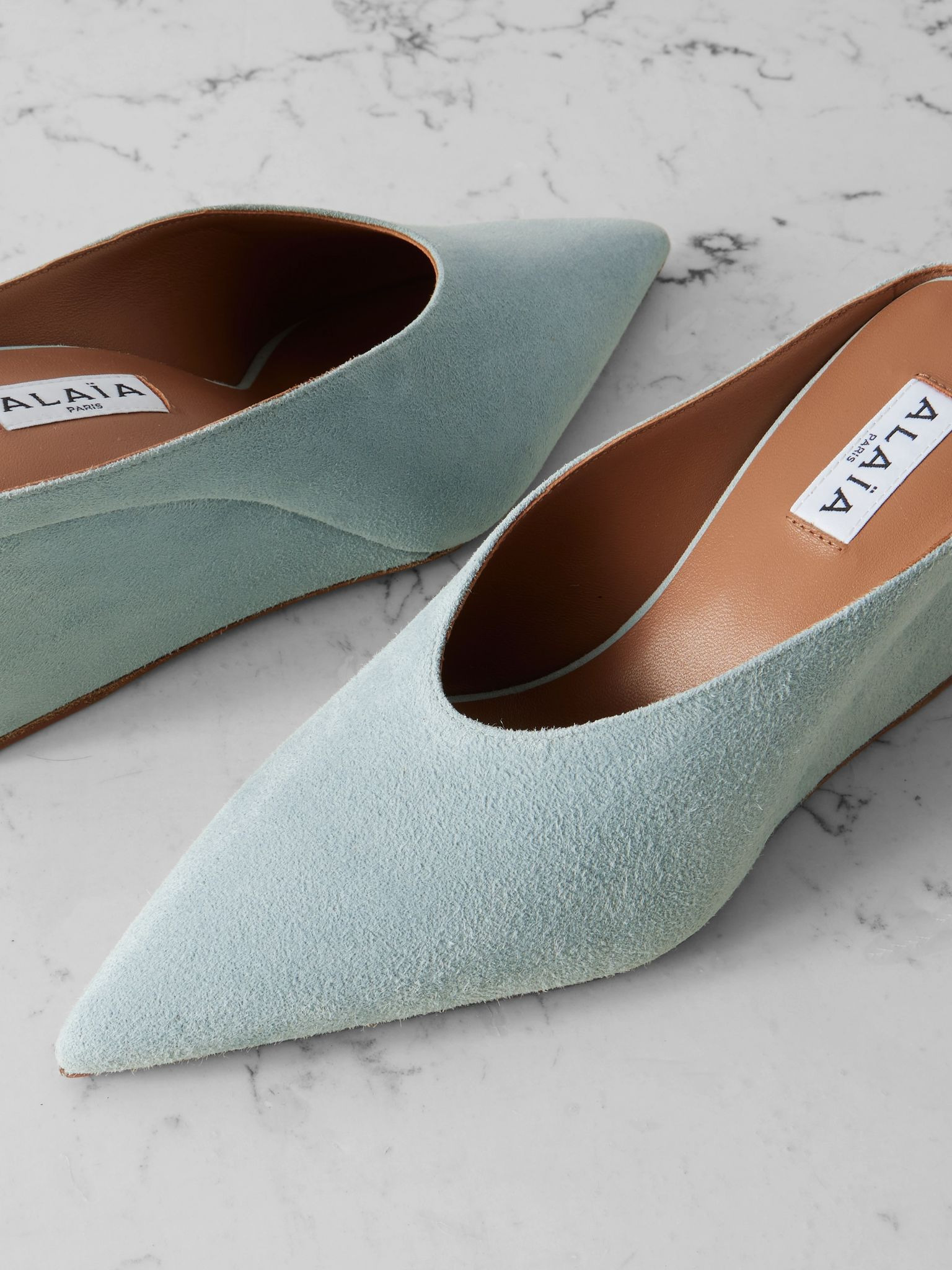 75 suede wedge mules Mint - 4