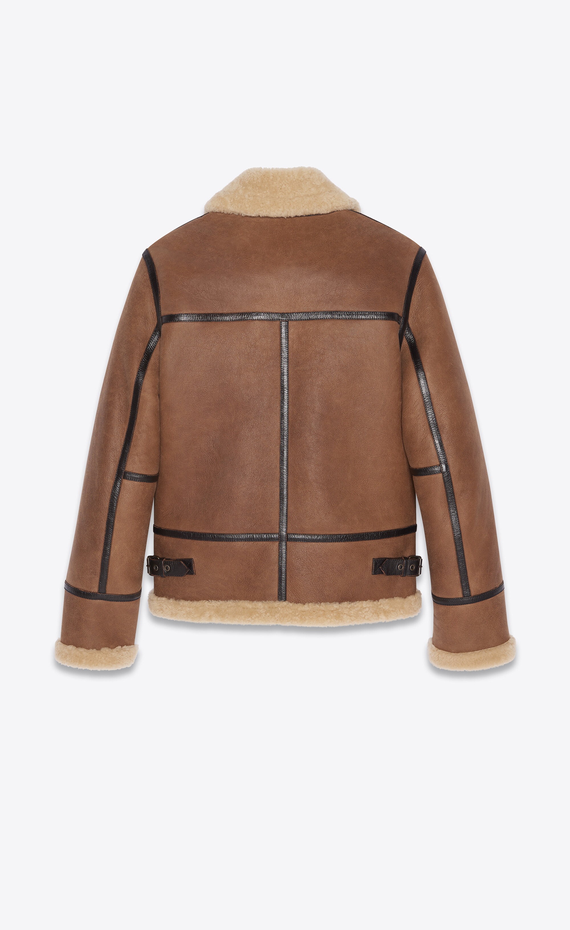 aviator jacket in aged leather and shearling - 2