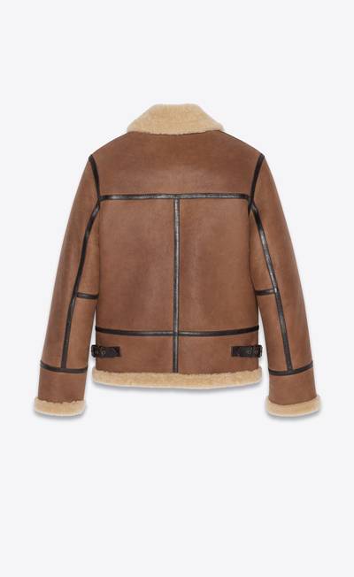 SAINT LAURENT aviator jacket in aged leather and shearling outlook