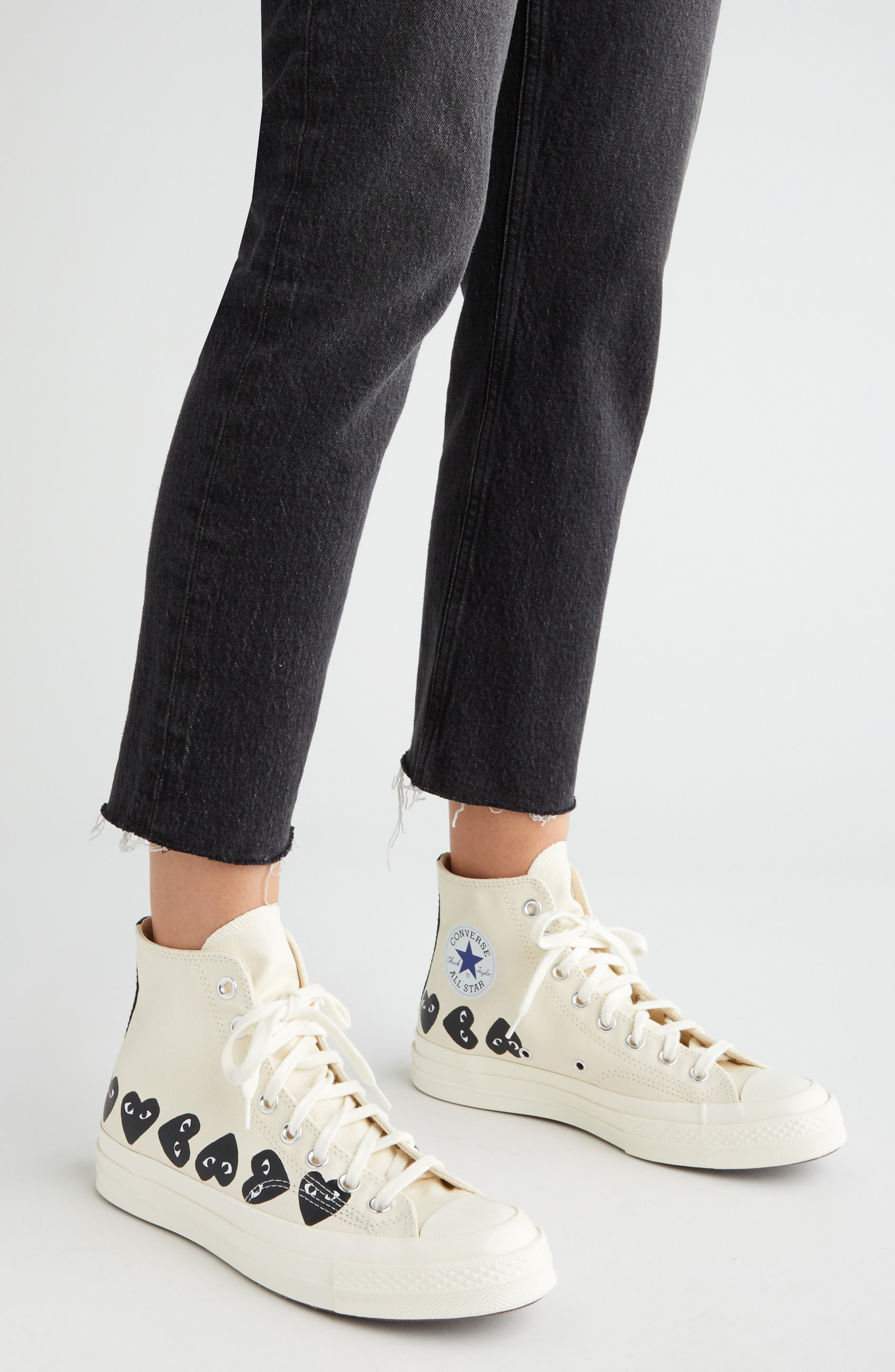 Comme des Garçons PLAY x Converse Gender Inclusive Chuck Taylor® Heart High Top Sneaker in Beige at  - 7