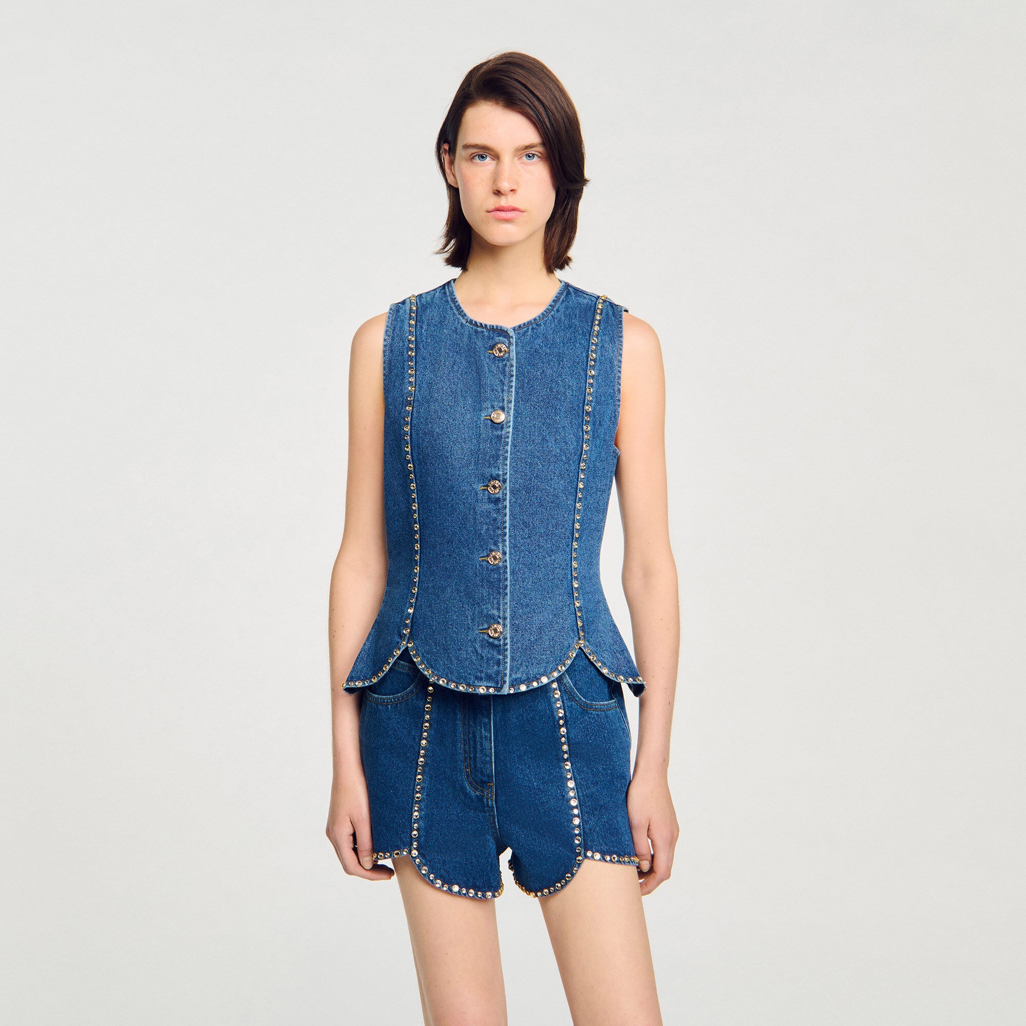 RHINESTONE DENIM TOP - 4