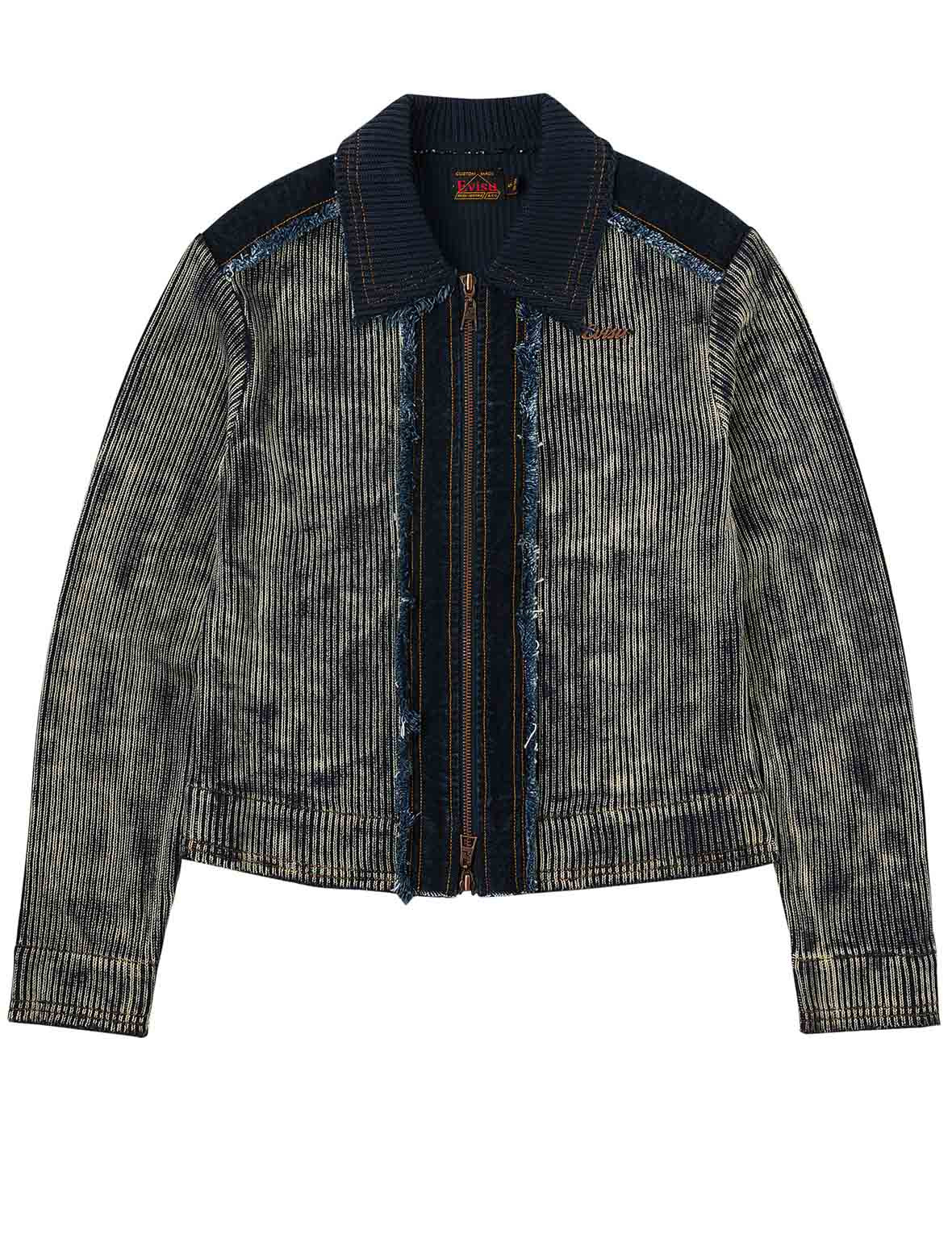 Denim Panelled Fashion Fit Zip-Up Cardigan - 13