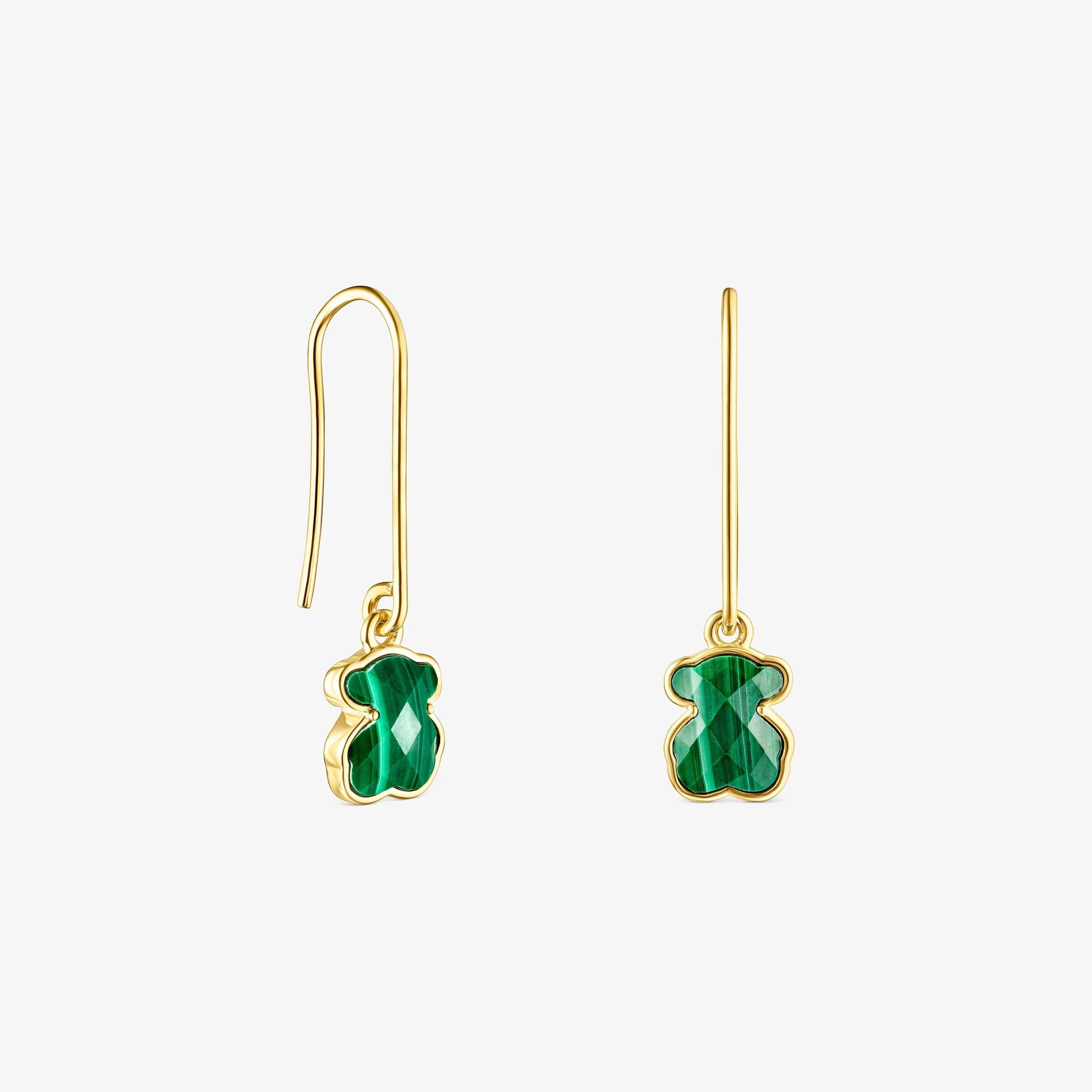 Long 18K gold vermeil and Malachite Icon Color Earrings - 1