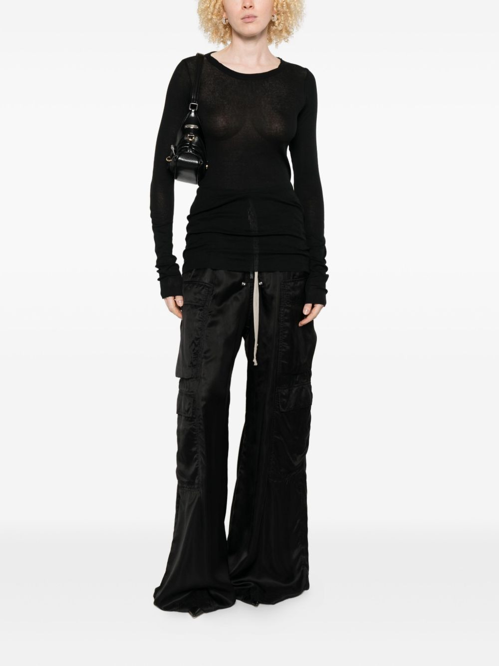 semi-sheer long-sleeve top - 2