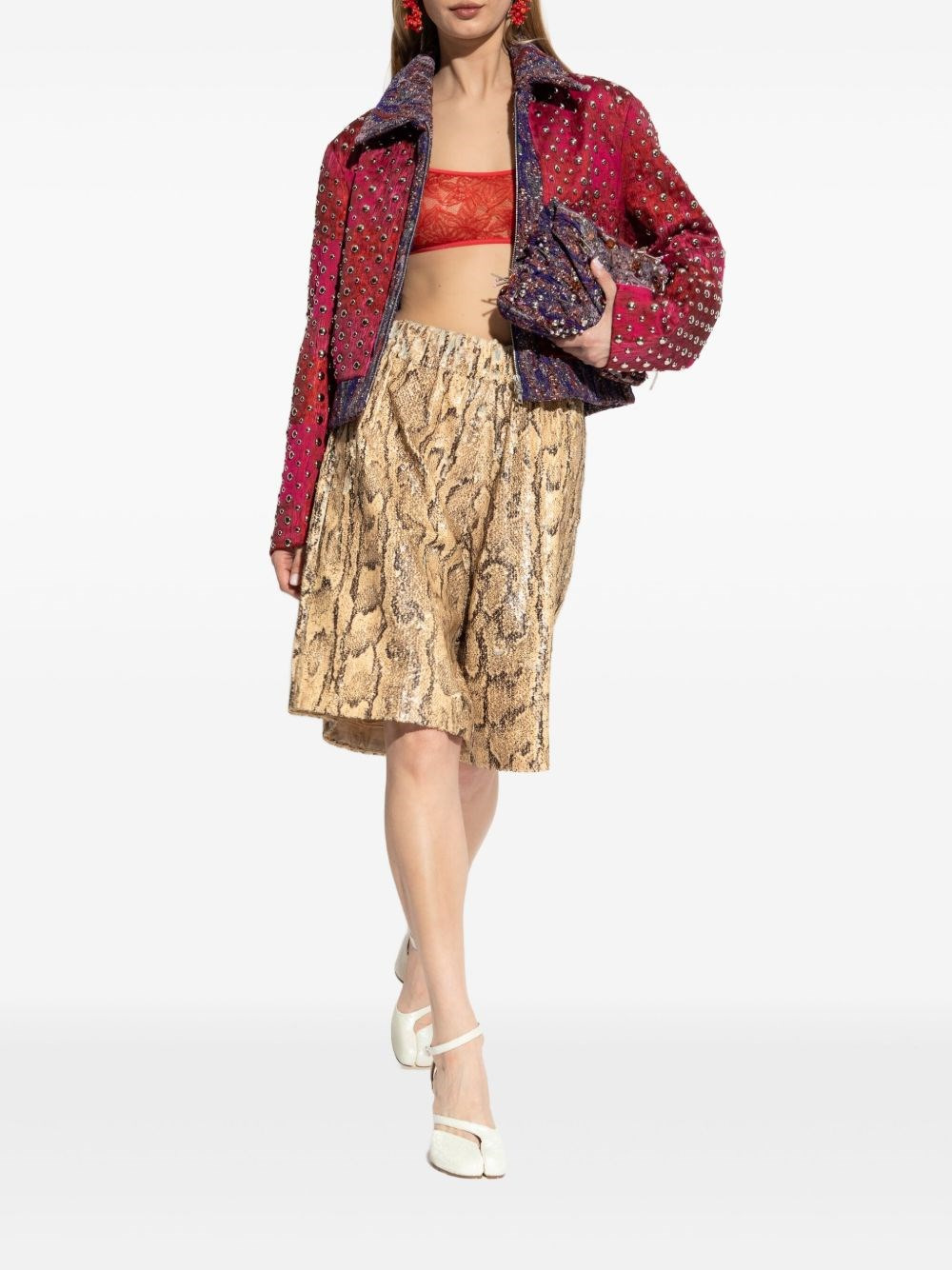 Printed sequined bermuda shorts - 4