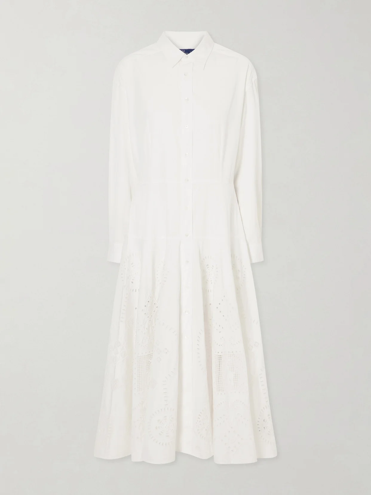 Broderie Anglaise Cotton Midi Dress - 1