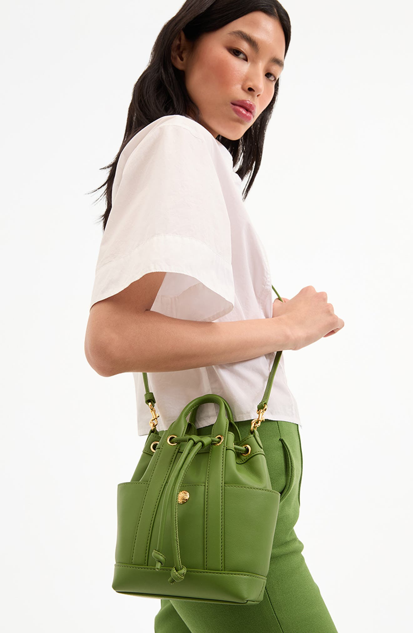 Veronica Beard Mini Goody Leather Bucket Bag in Lemongrass at Nordstrom - 2