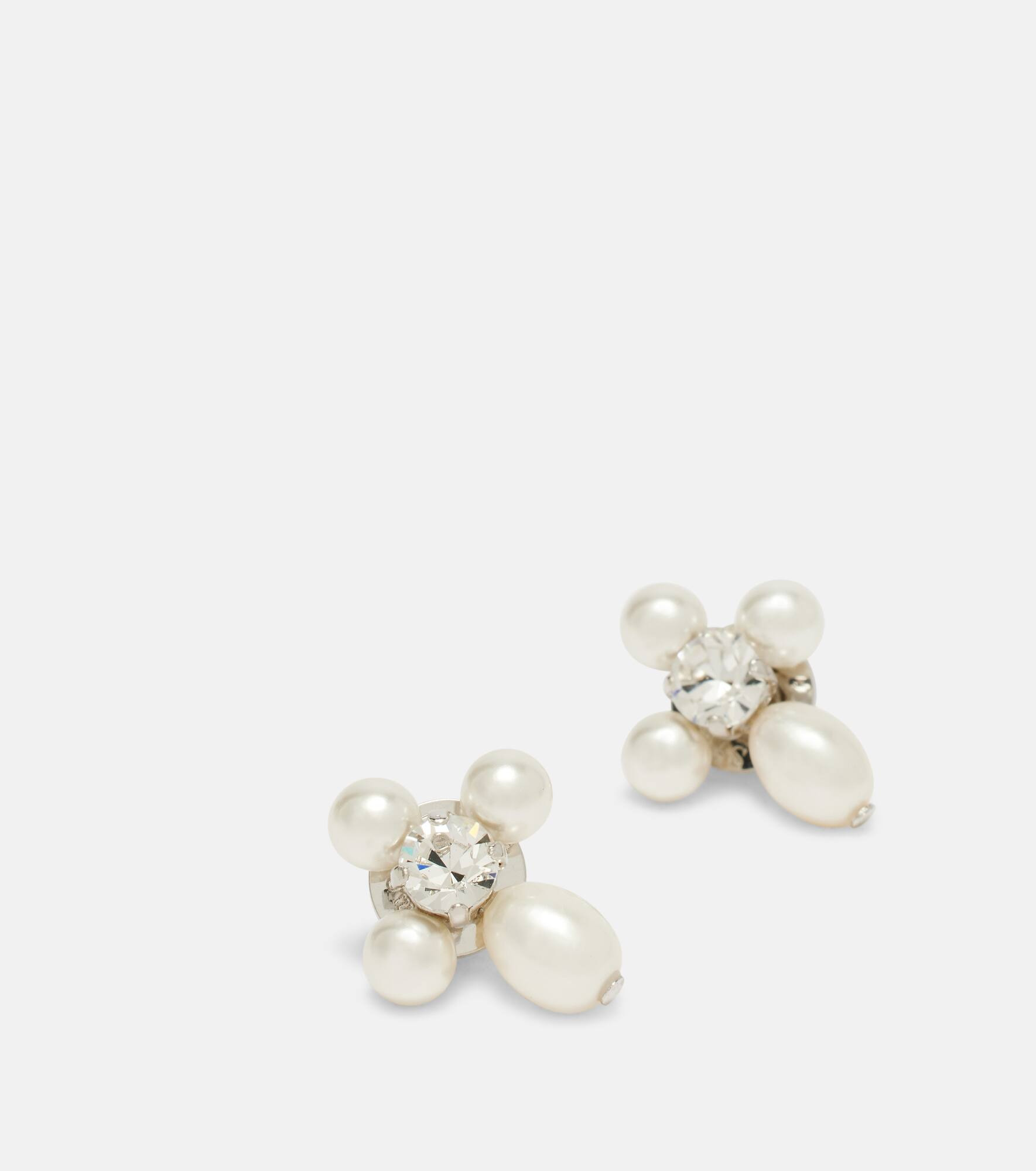 Pebble pearl and crystal-embellished earrings - 4