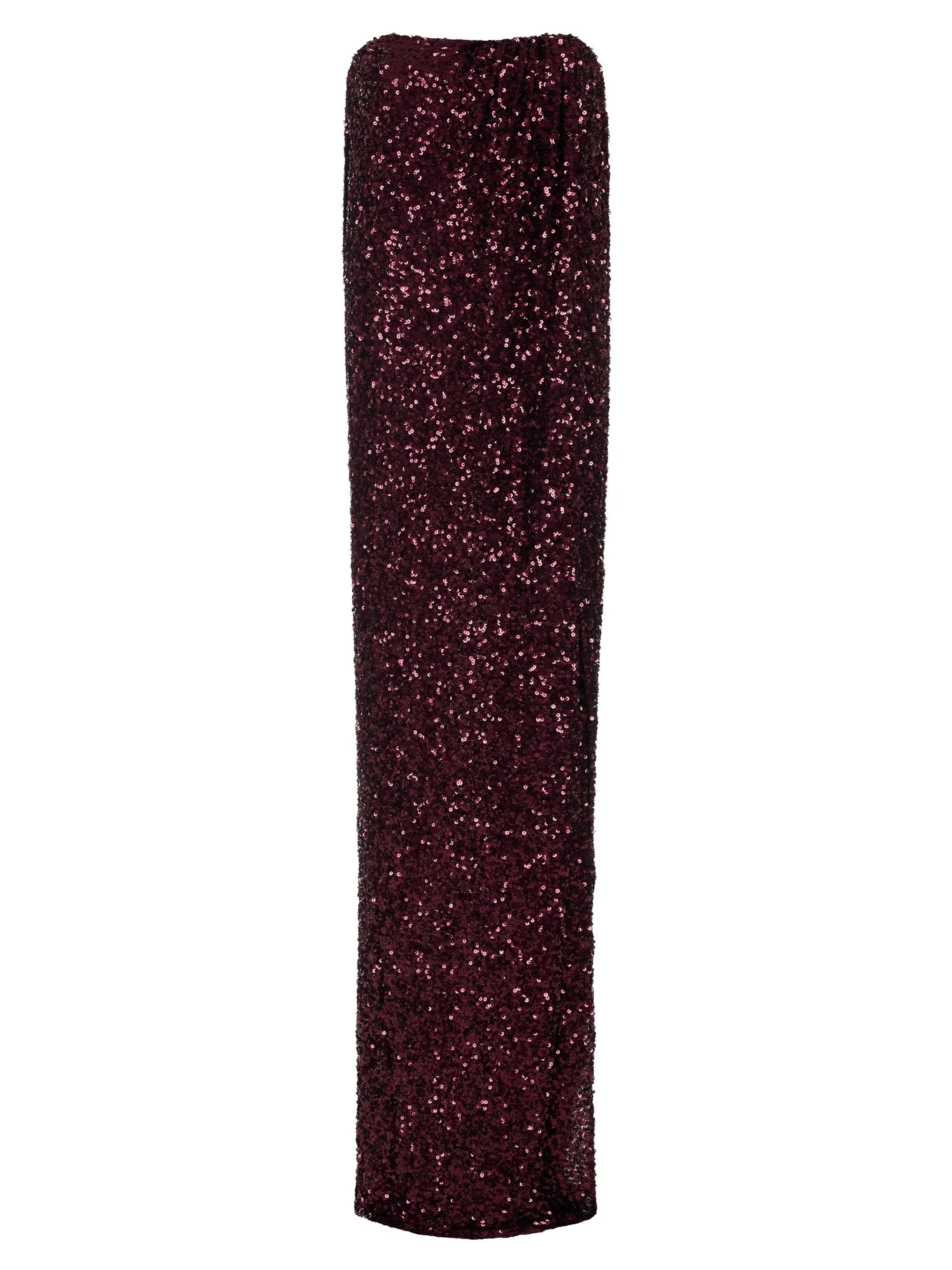 Women's Sequined Strapless Column Gown - Merlot - 1