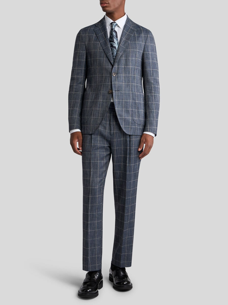 CHECKED SLUB TROUSERS - 4