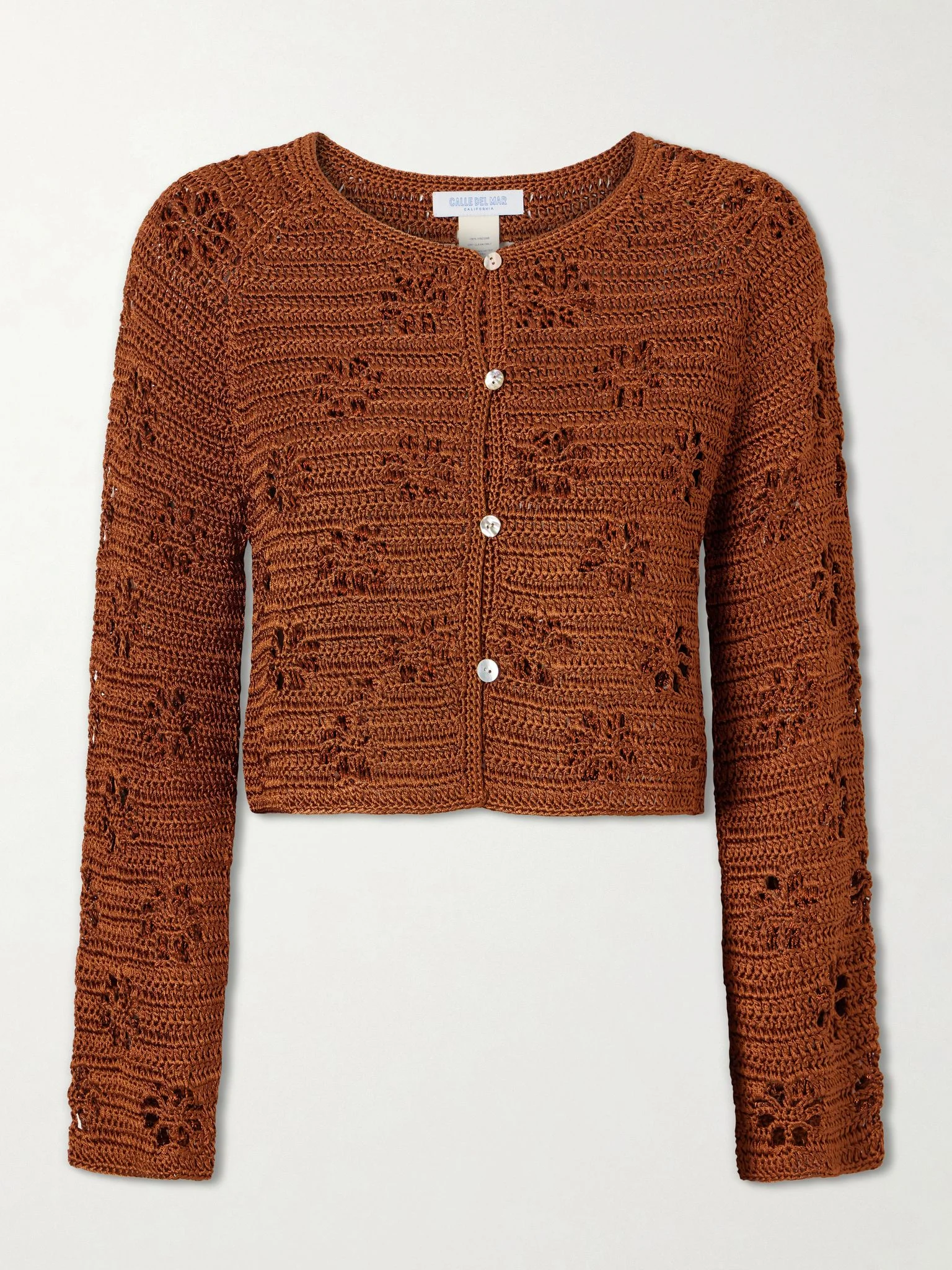 Cropped crocheted cardigan Brown - 1