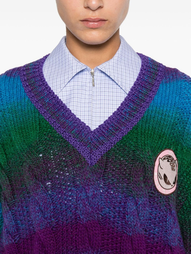 cable-knit V-neck sweater 5