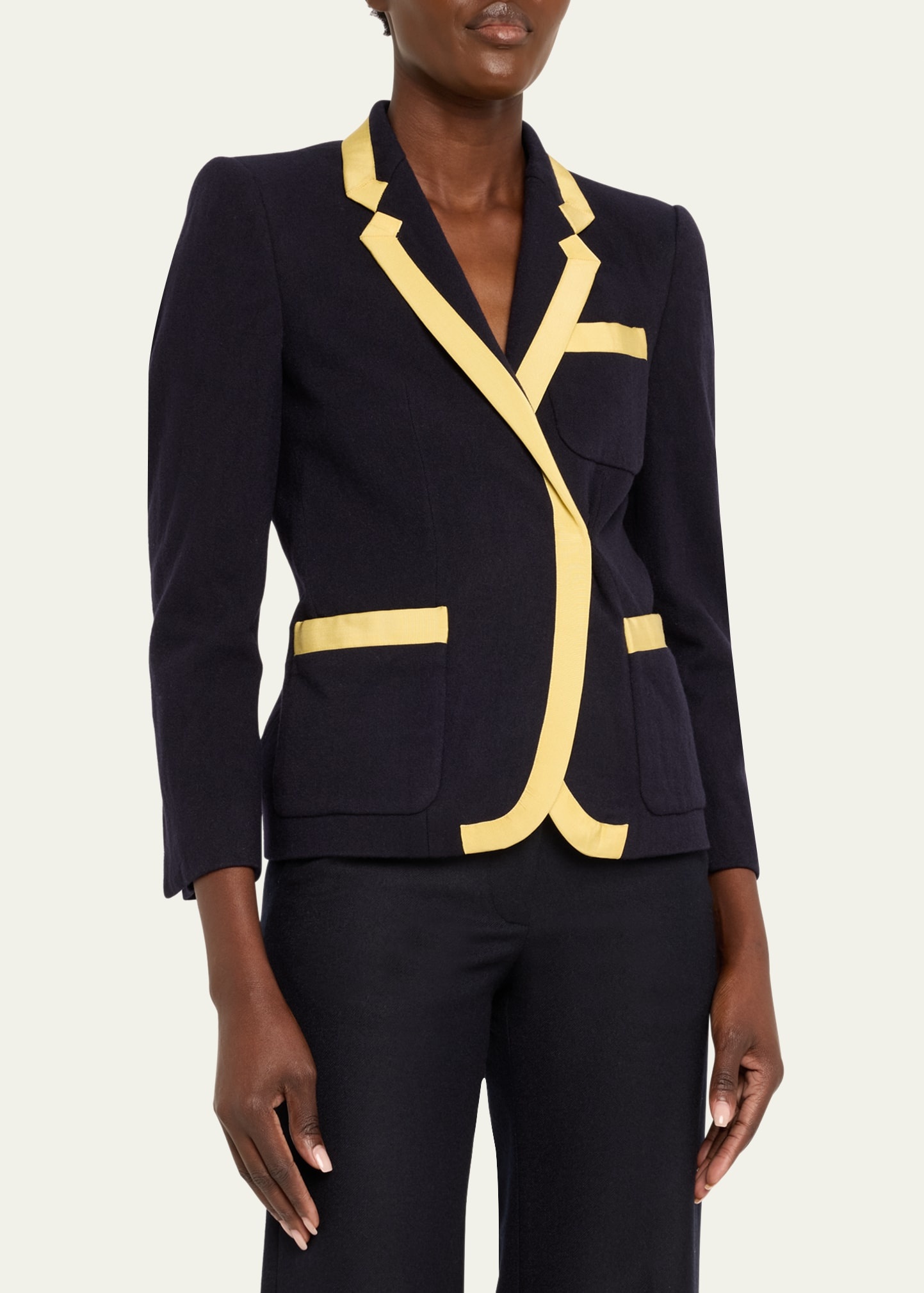 Bessie Tape Trim Wool Blazer - 4