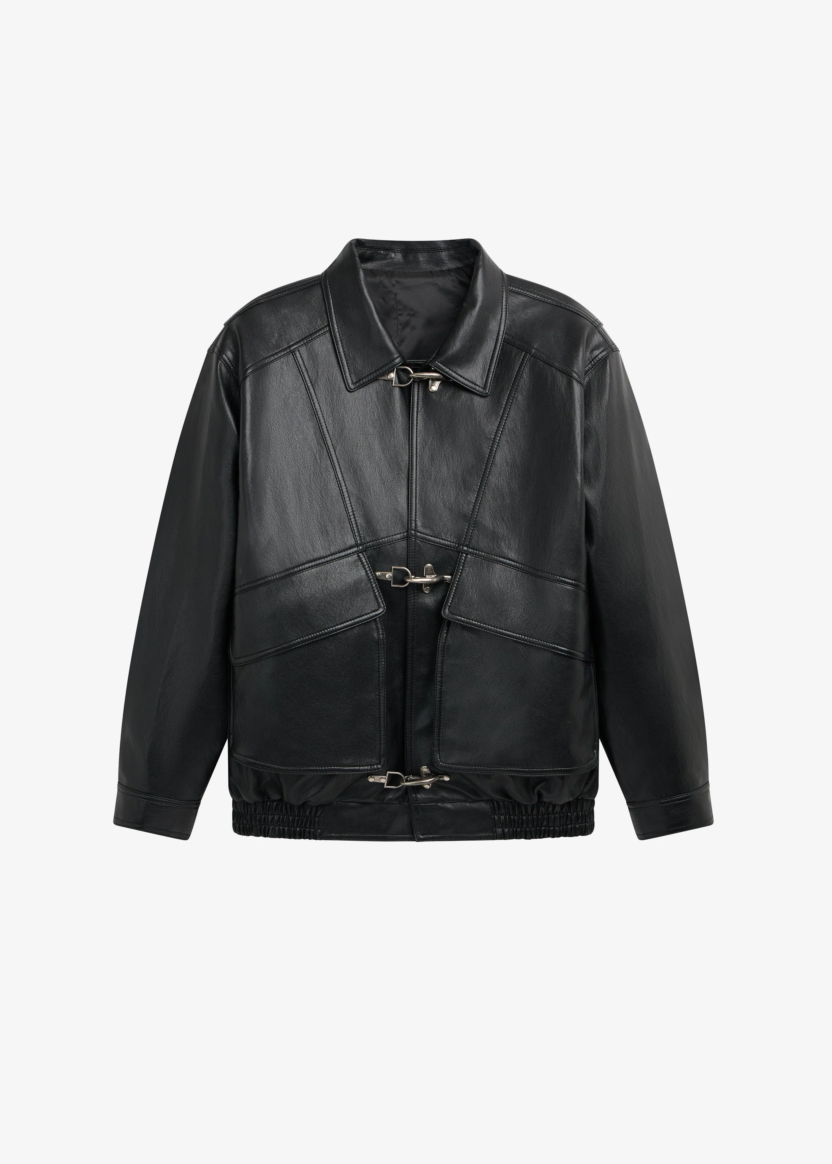 Utrecht Faux Leather Buckle Jacket - Black - 1