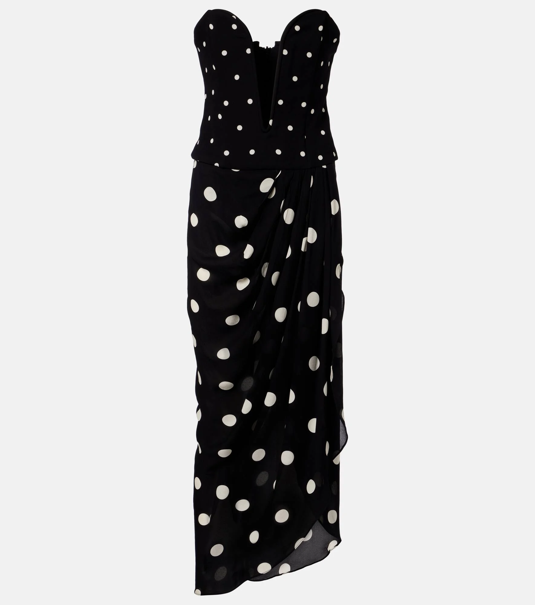 Polka-dot draped midi dress - 1