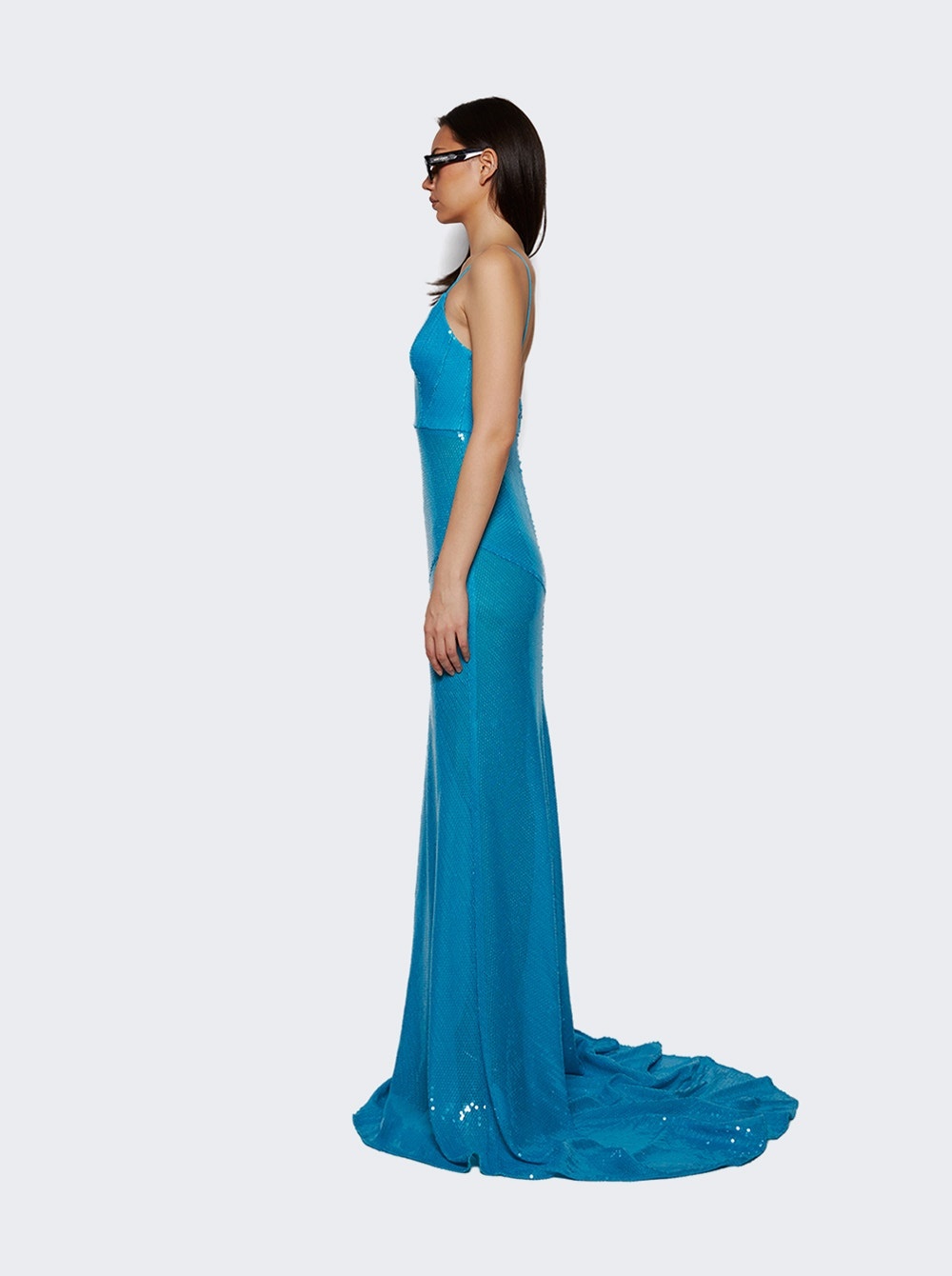 Bikini Gown In Sequin Blue - 3
