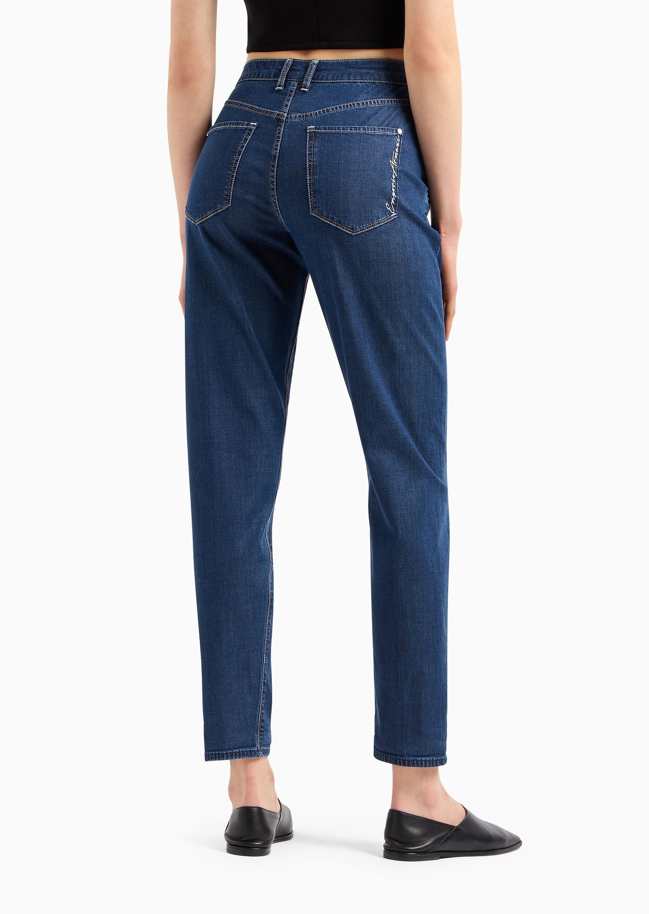 J5A mid-rise, relaxed-leg trousers in a Lyocell and cotton denim - 3