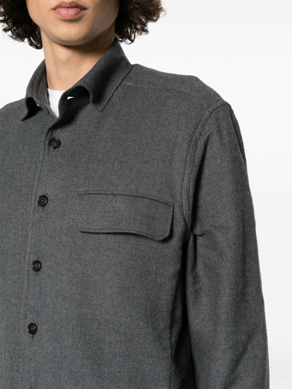 spread-collar cotton shirt - 5