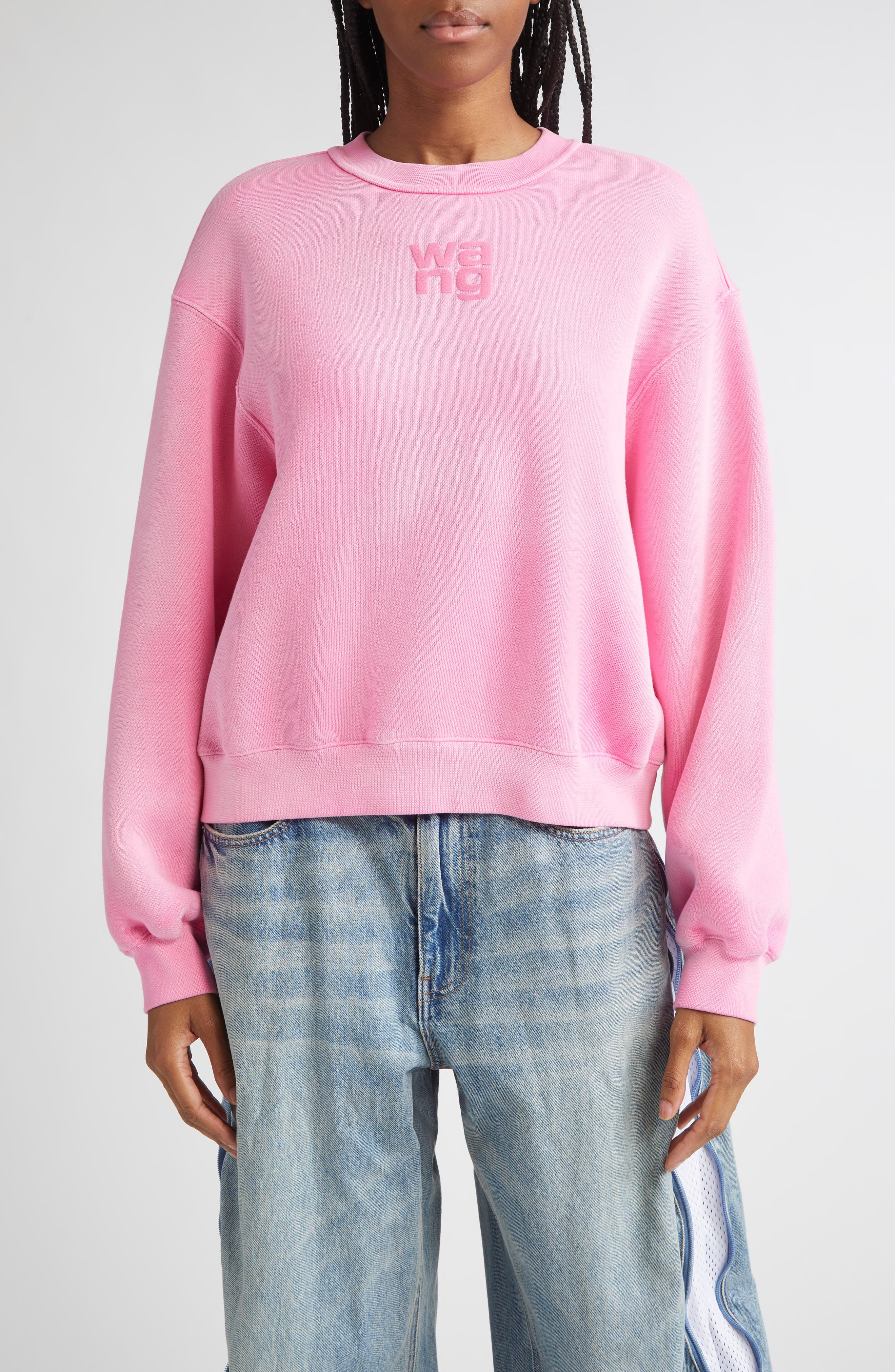 Alexander Wang Essential Logo Cotton Blend Sweatshirt in Washed Lotus at Nordstrom - 1