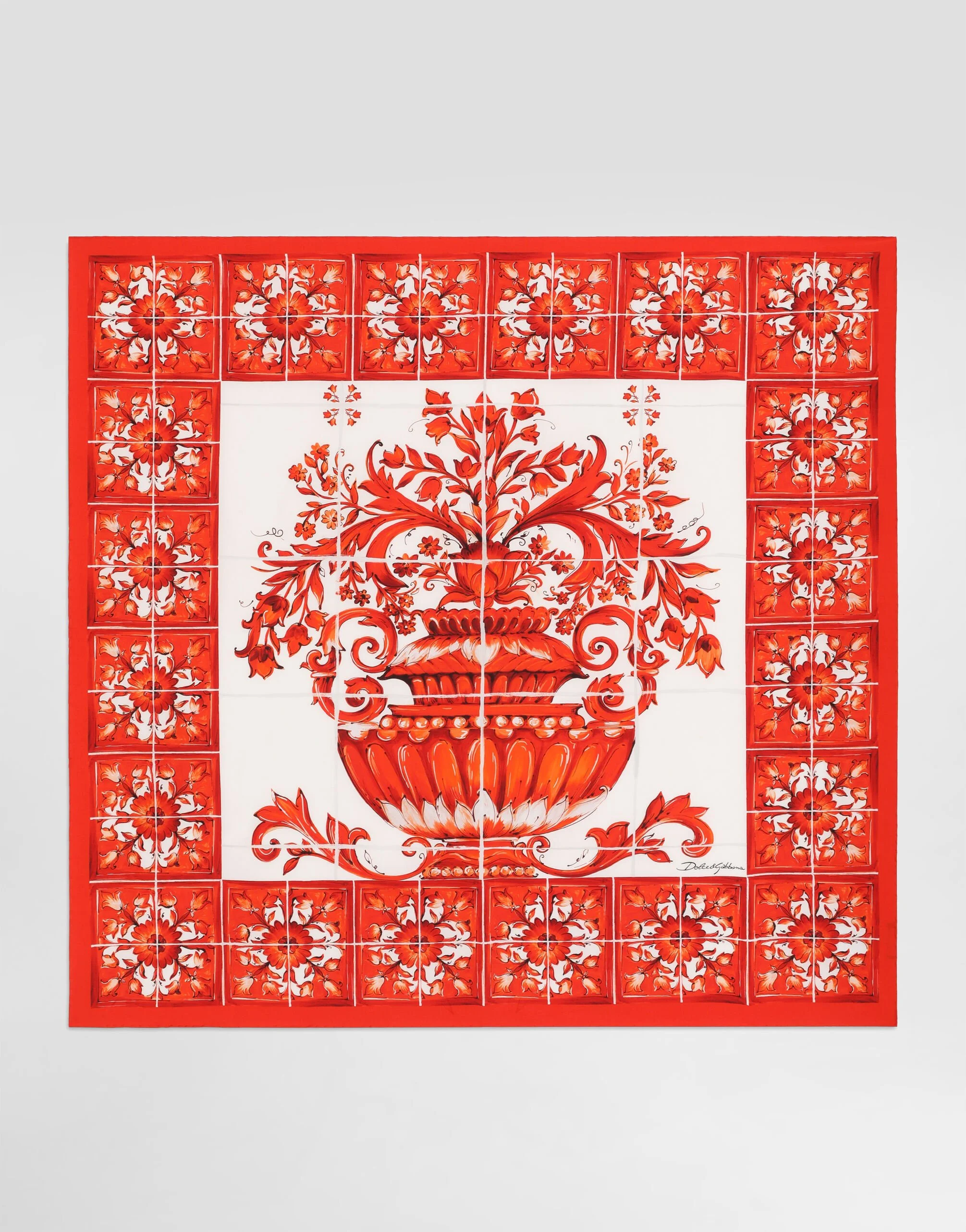 90x90 majolica-print silk twill scarf - 1