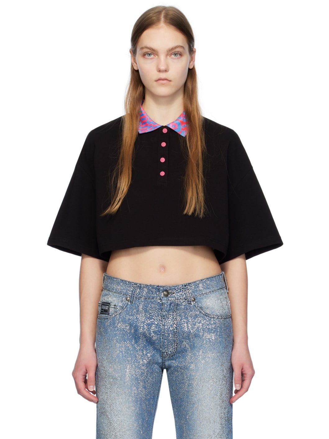 Black Cropped Polo - 1