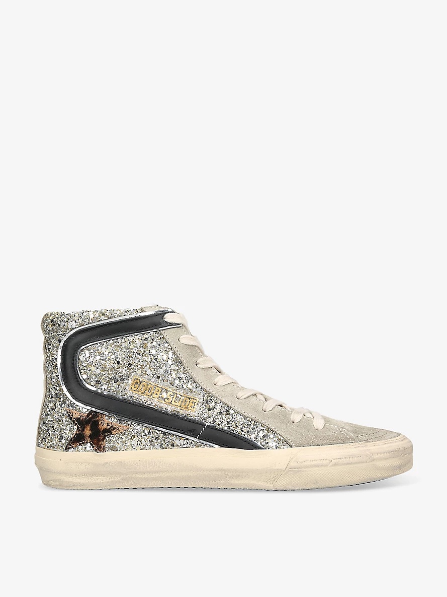 Slide 82515 glitter-embellished woven mid-top trainers - 1