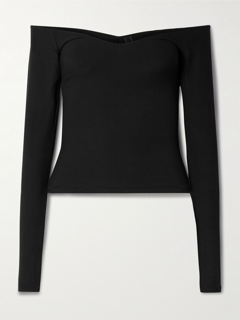 Soft Lounge Off The Shoulder Top - Onyx Black 1