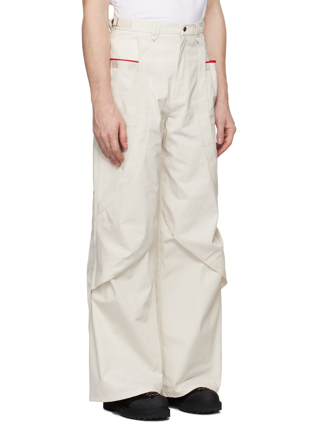 Beige Hourglasses Darted Cargo Pants - 2