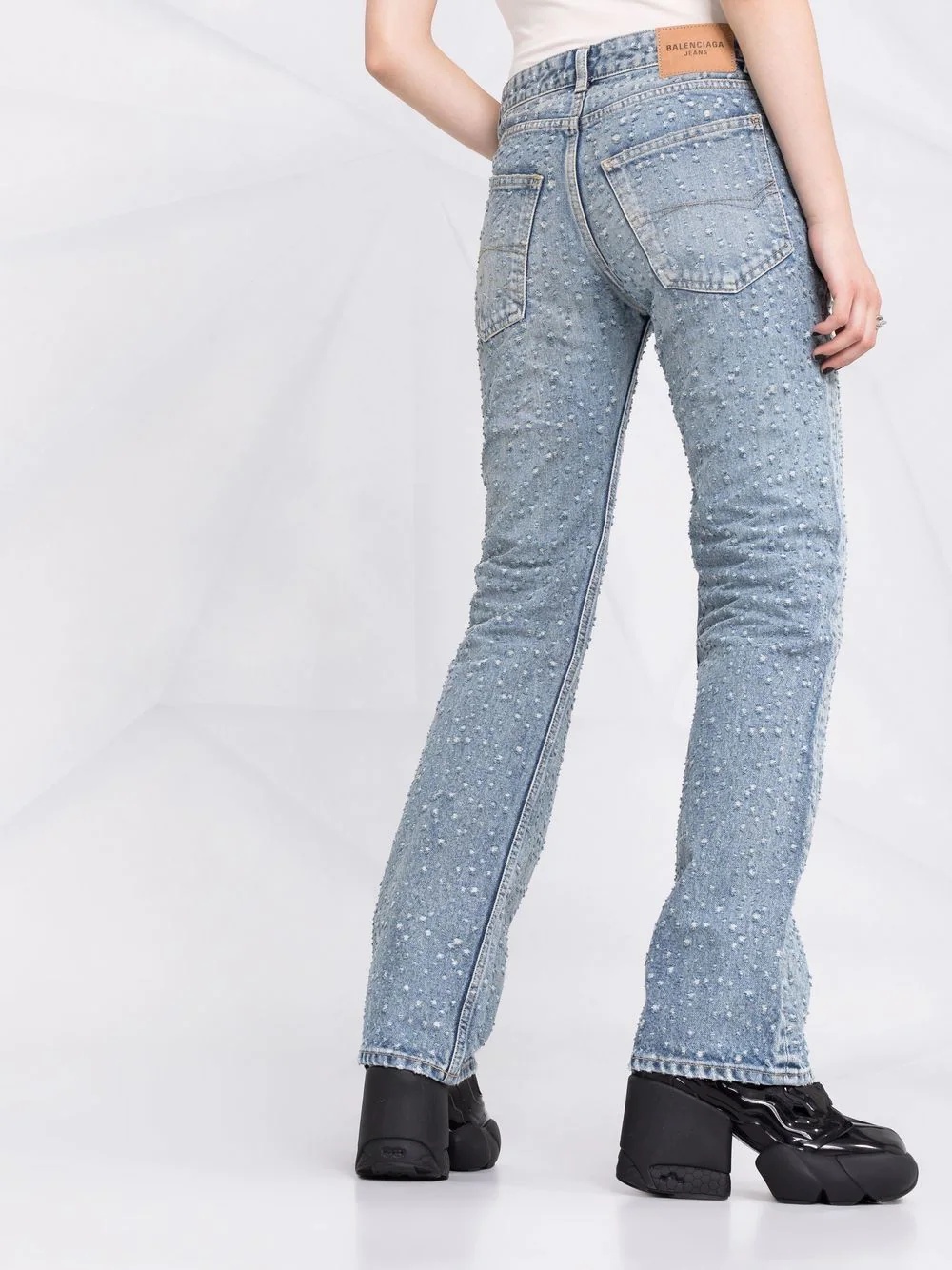 distressed straight-leg jeans - 3